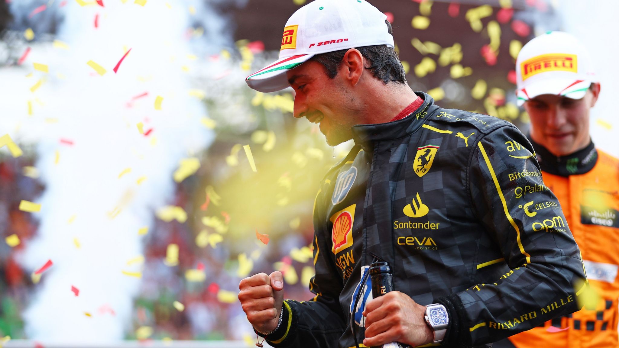 Charles Leclerc celebrates