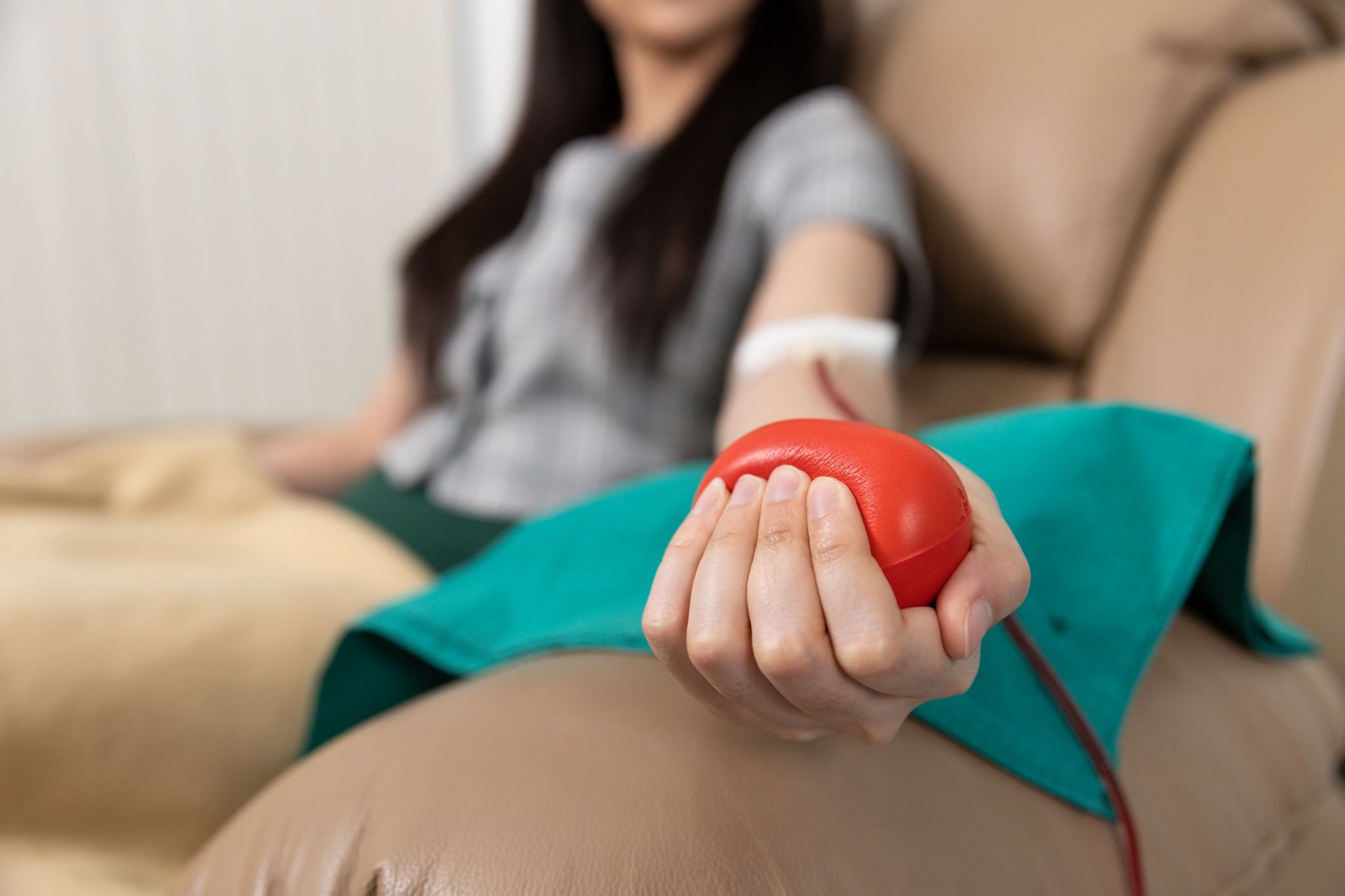 A woman giving blood