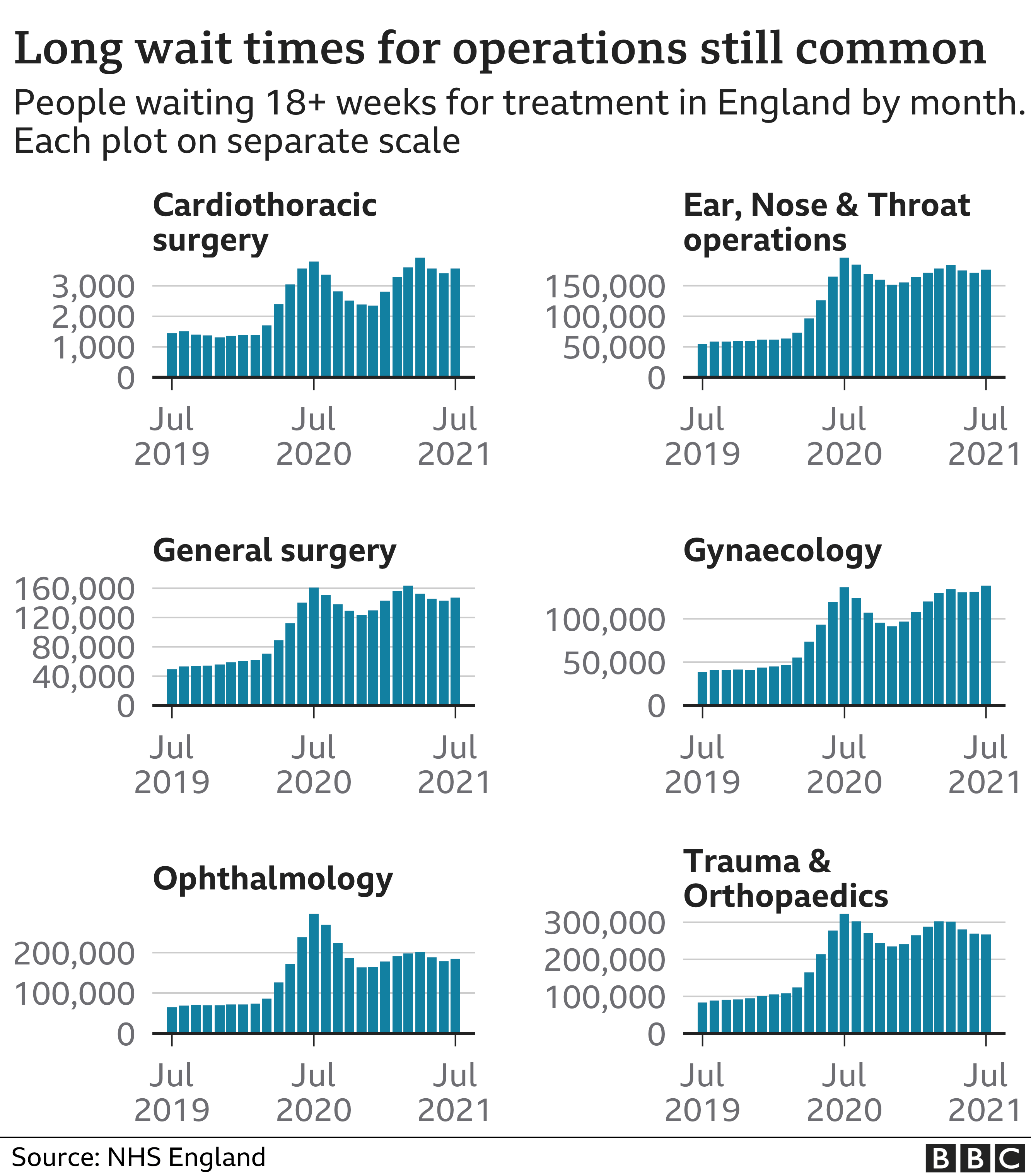 Chart showing that large numbers of people are still waiting for services
