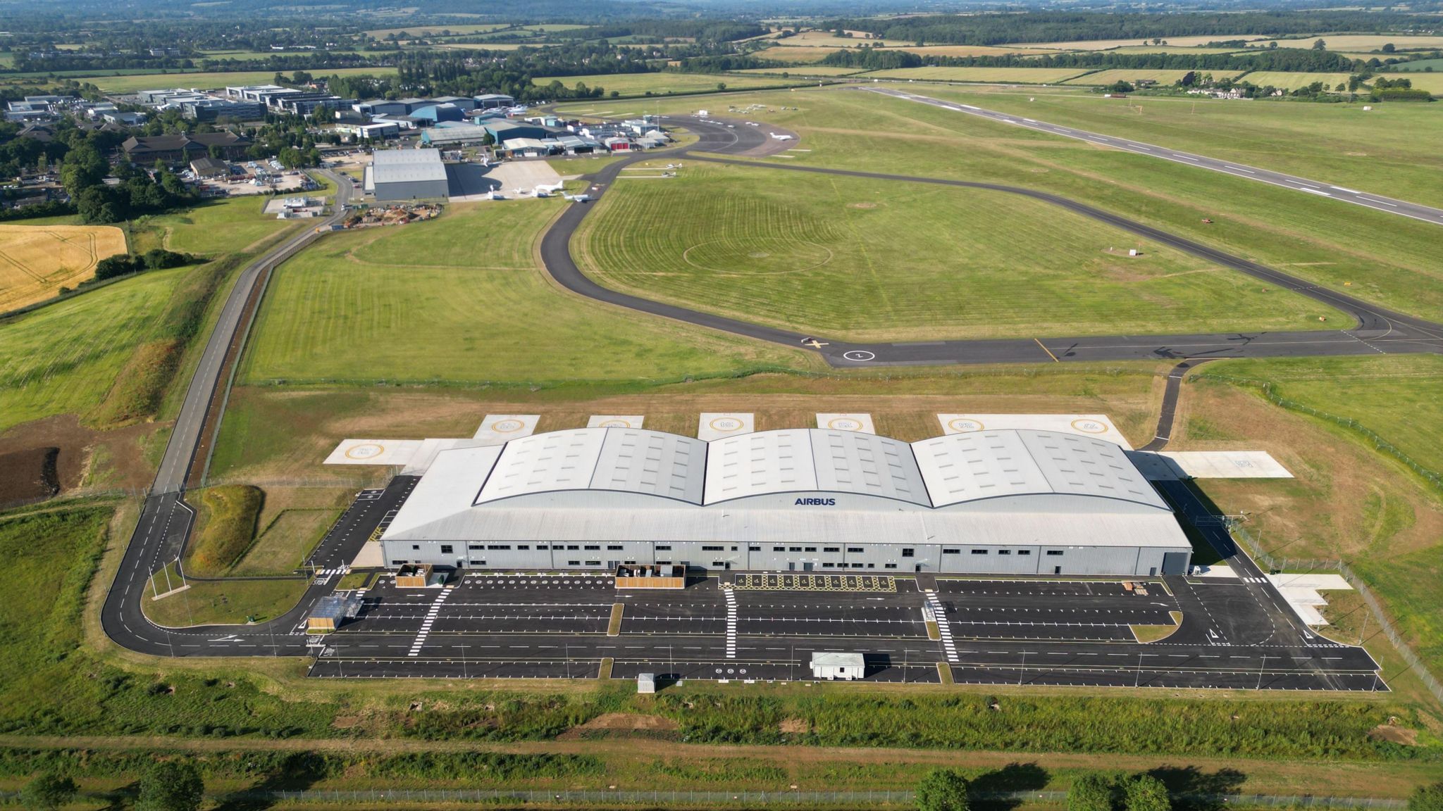 An aerial shot of the new airbus facility