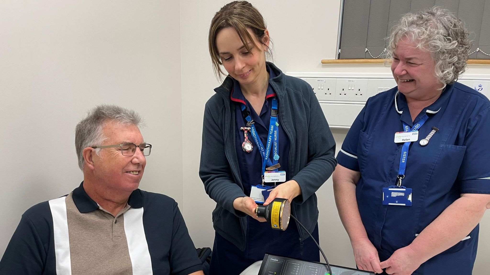 Patient Glenn Martin with interim head and neck clinical nurse specialist Jenny Gale and radiotherapy sister Helen Longman