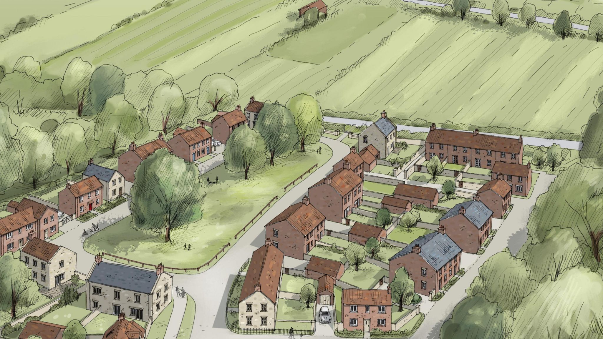 An artist's impression of how Castle Howard Estates' plans for 26 new homes in Slingsby may appear