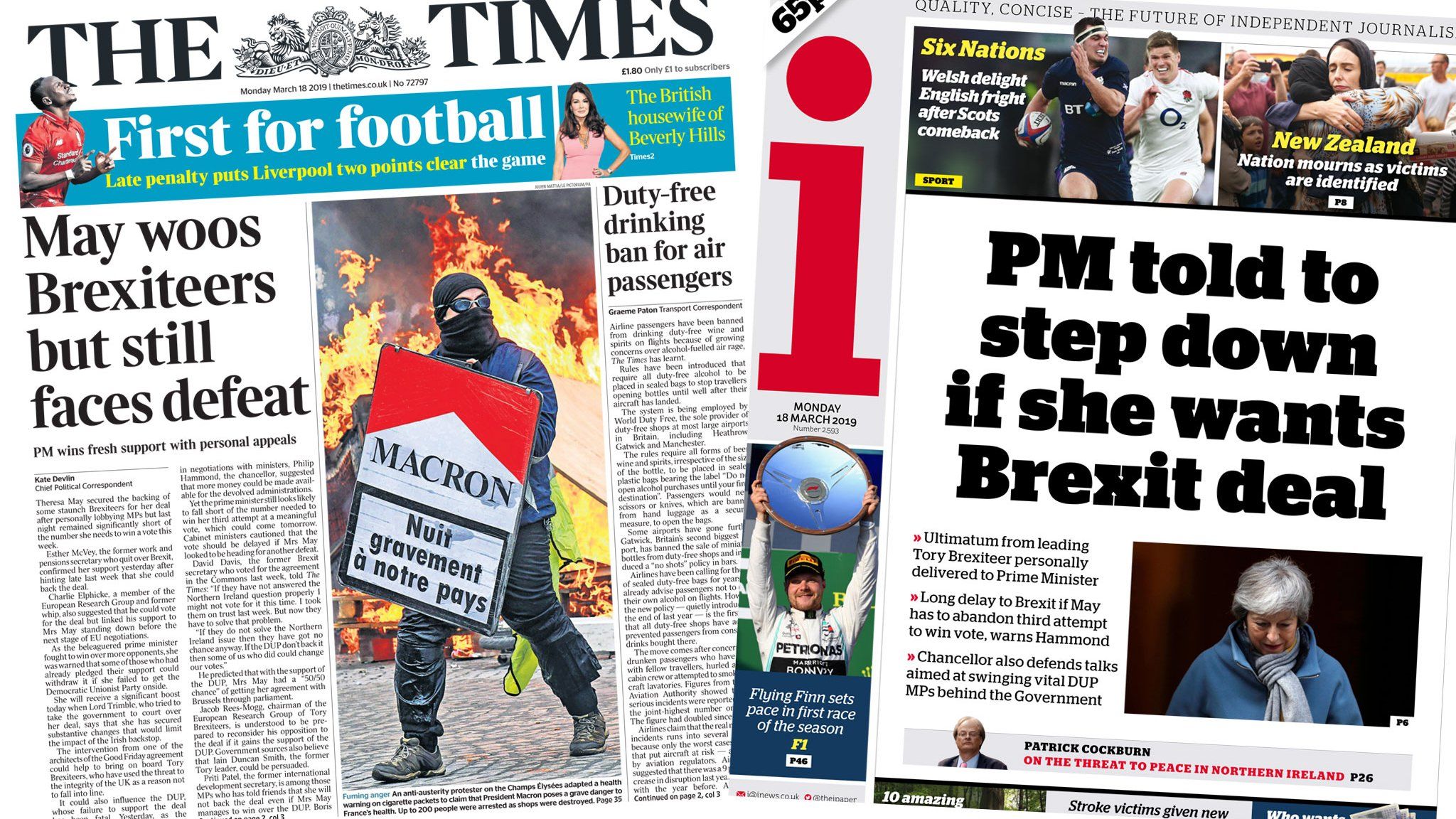 The Times and i front pages