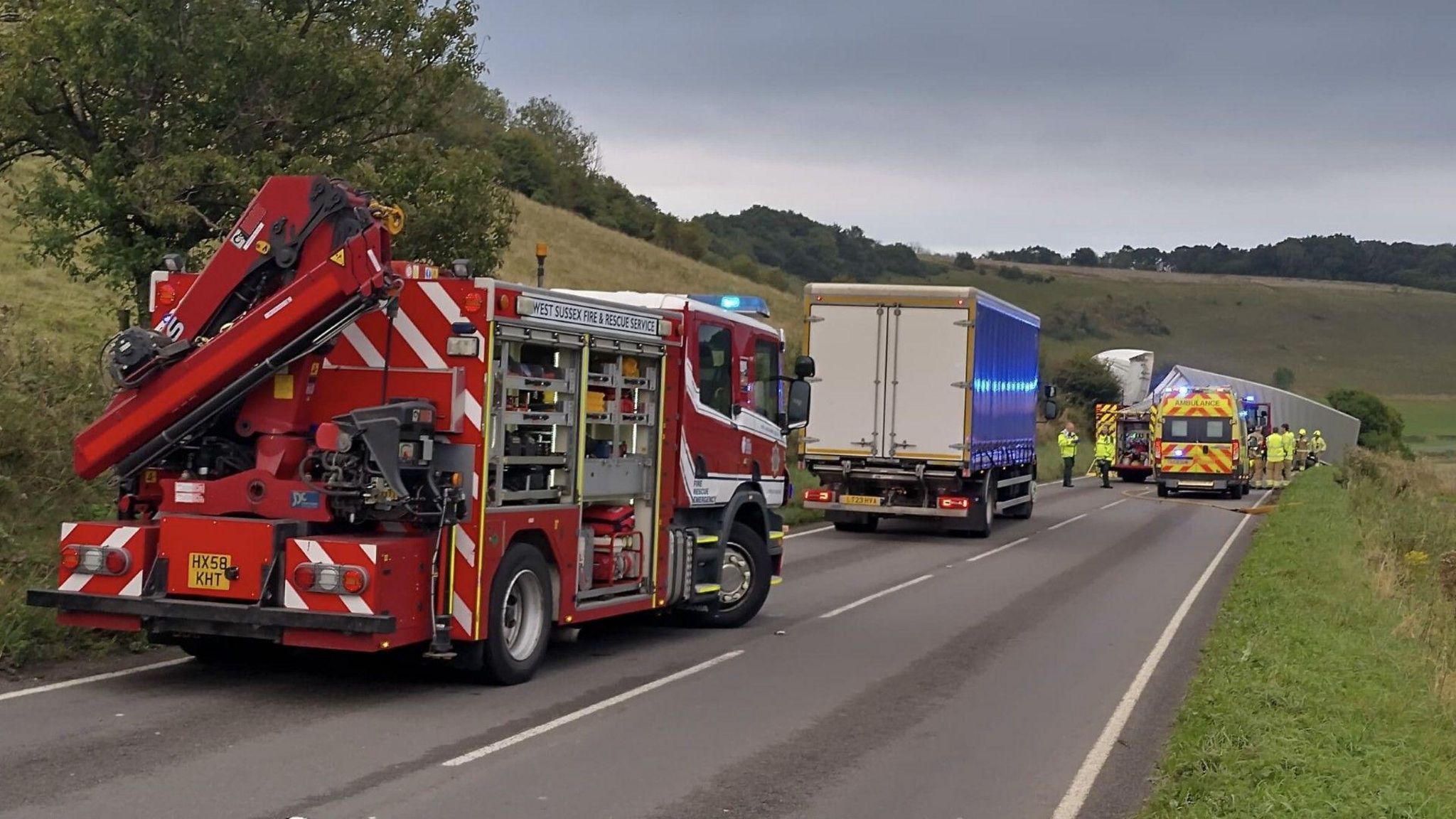 Emergency services at the scene of the crash 