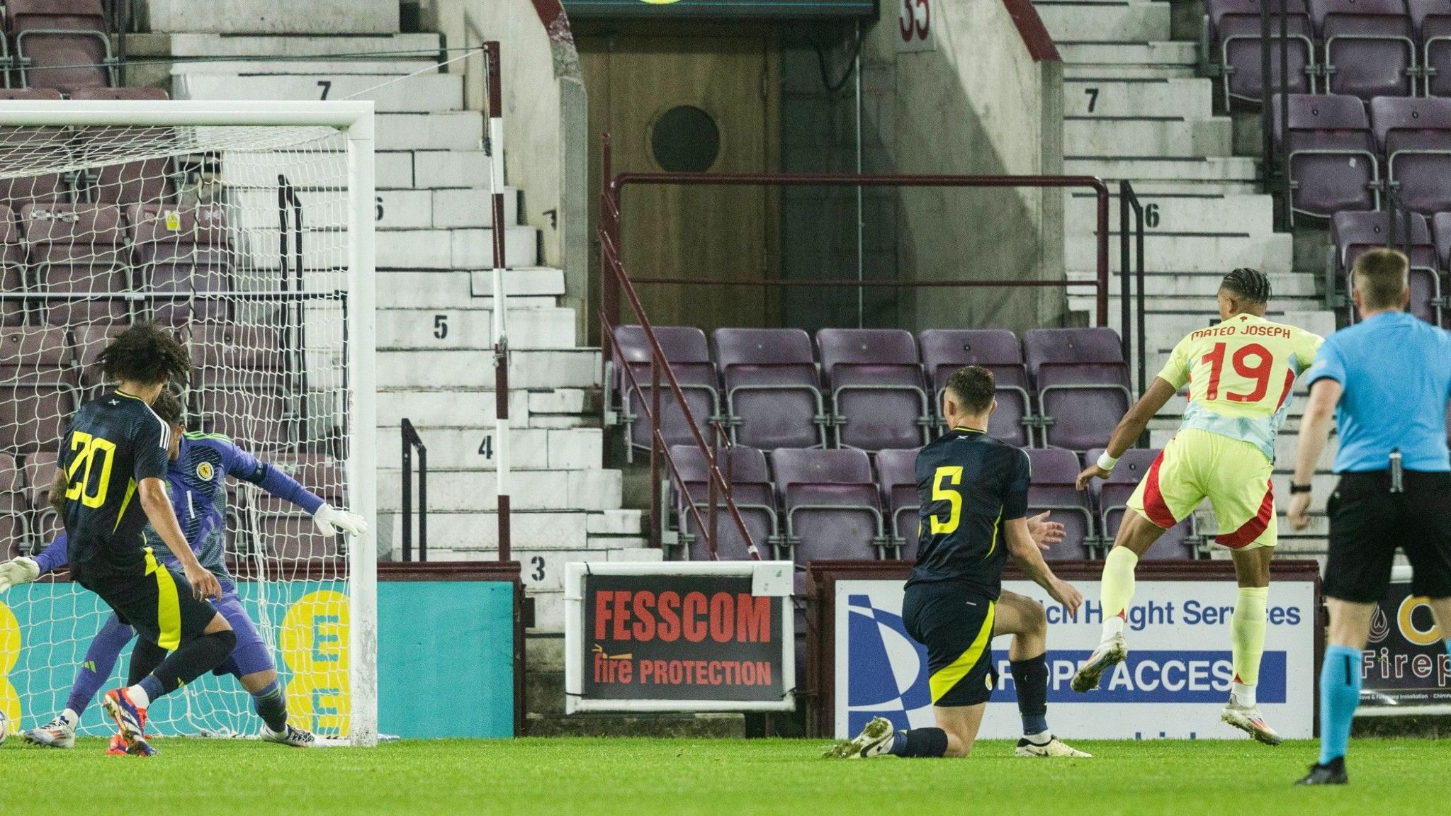 Spain's Matteo Joseph scores the winner against Scotland