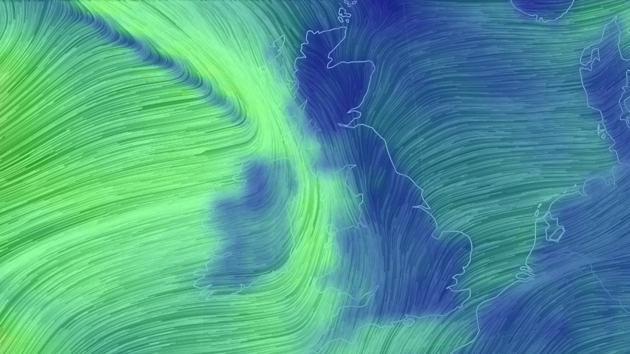 An illustration of expected high winds