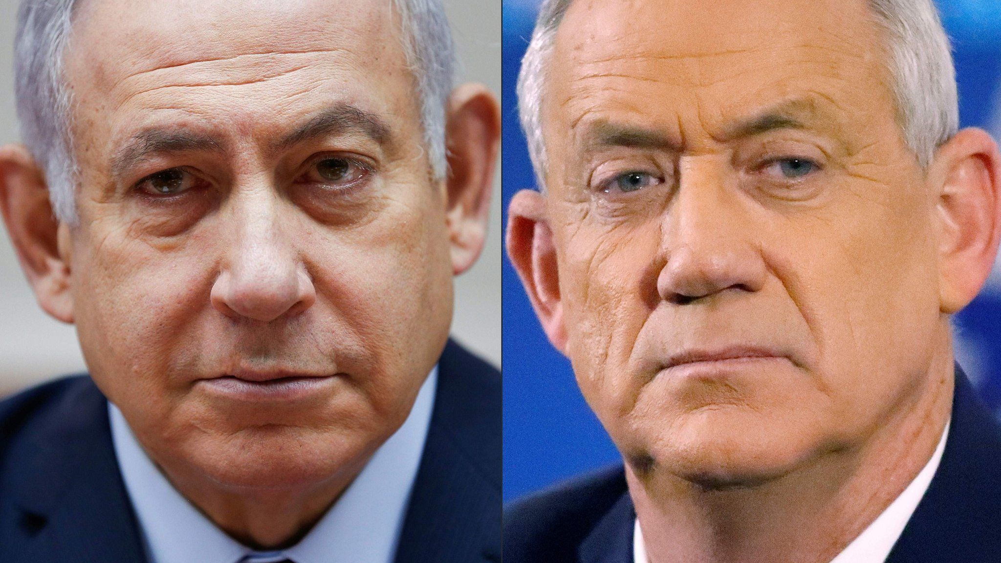 File photos of Benjamin Netanyahu (left) and Benny Gantz (right)