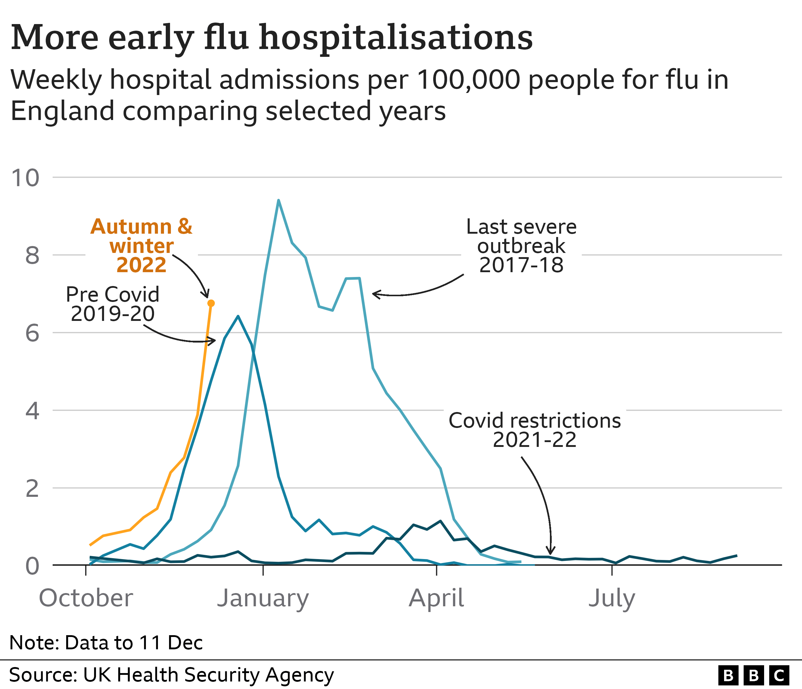 Sharp rise in flu hospitalisations