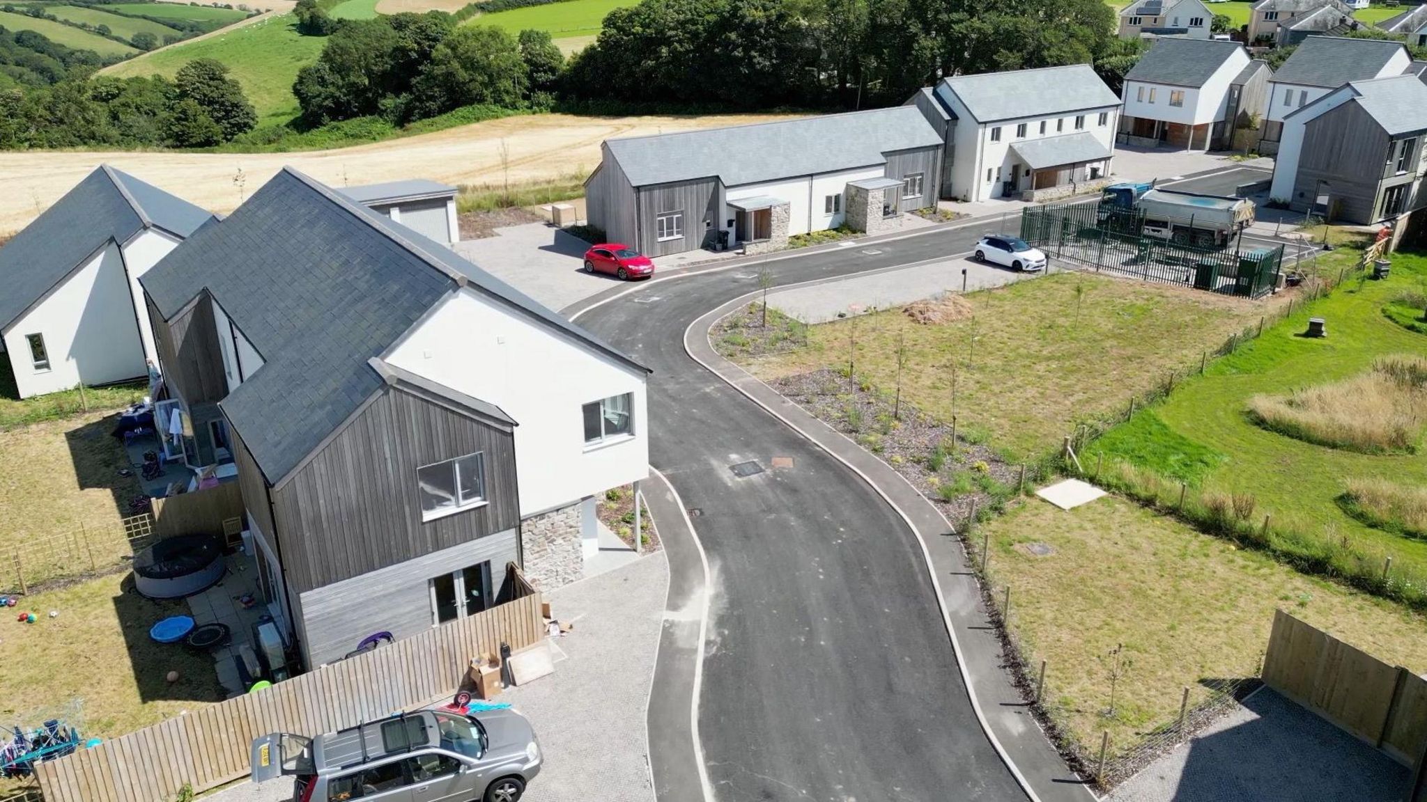 Aerial view of affordable houses at the Holywell Meadow site near Bigbury