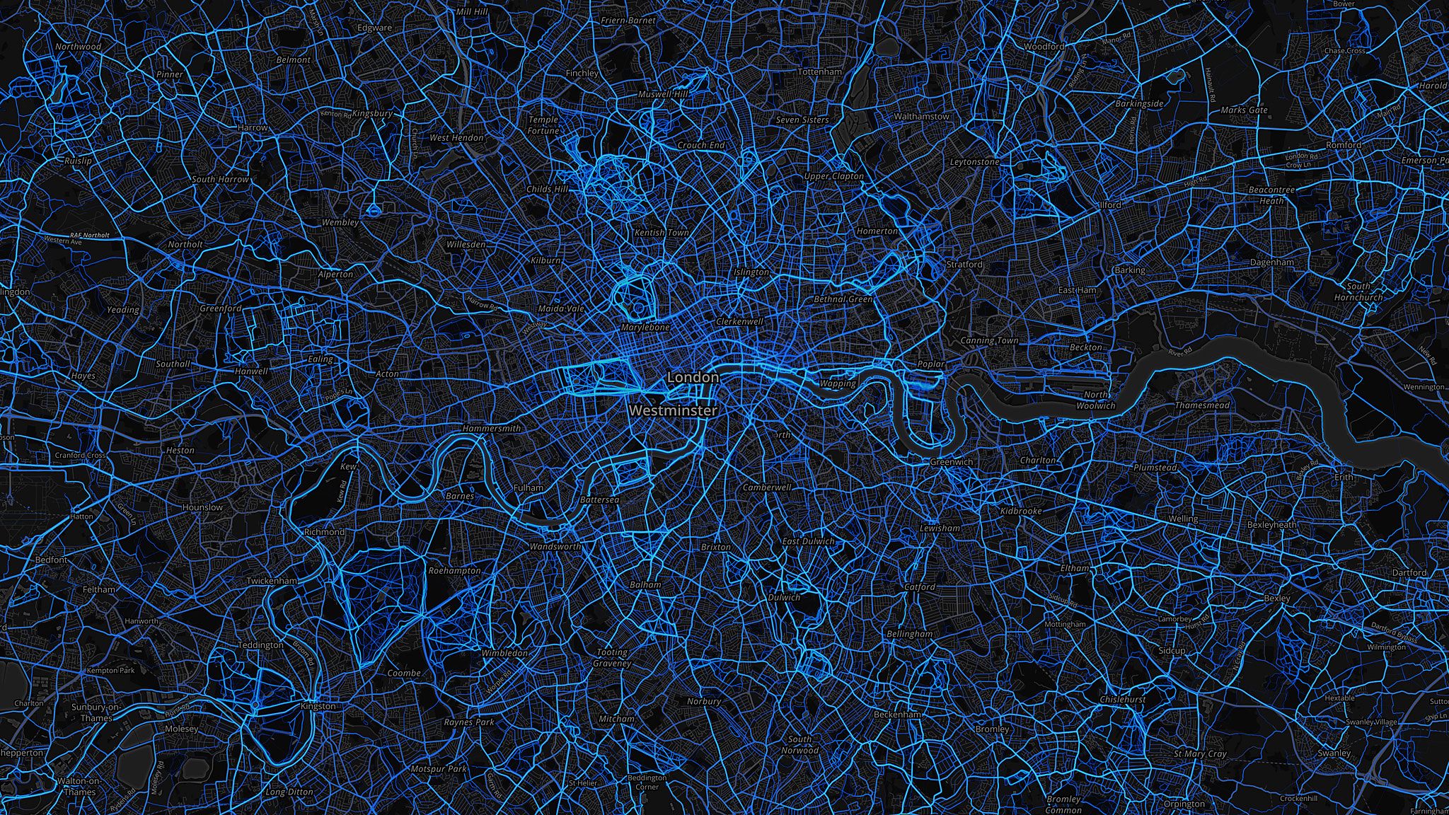 London - running routes (by Strava users 2015)