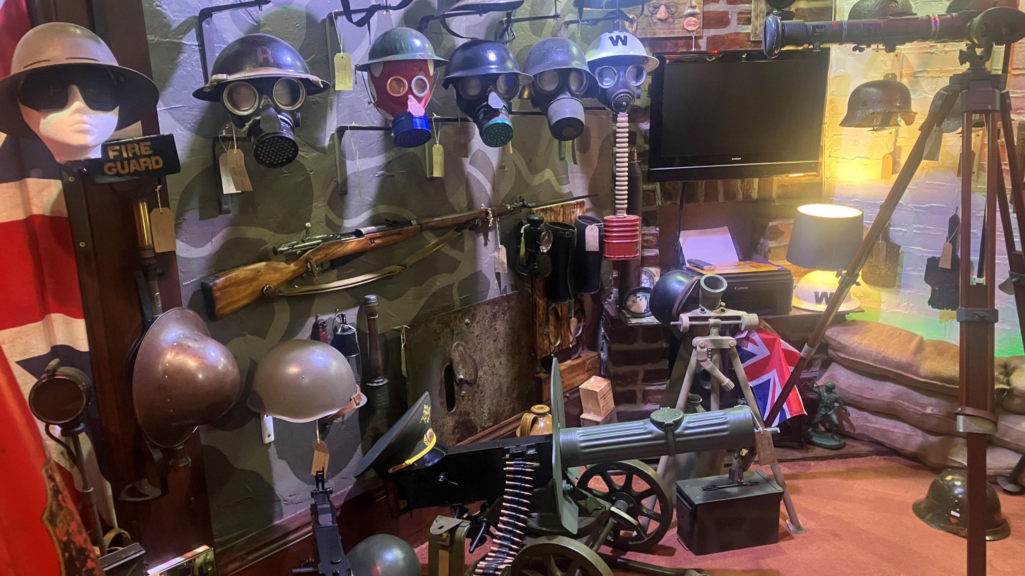 Photo of helmets and gas masks