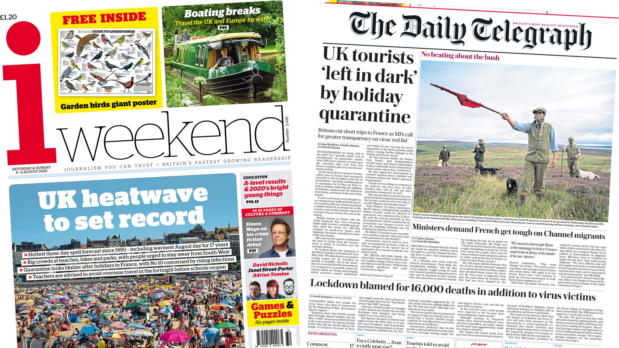 The i and Daily Telegraph front pages