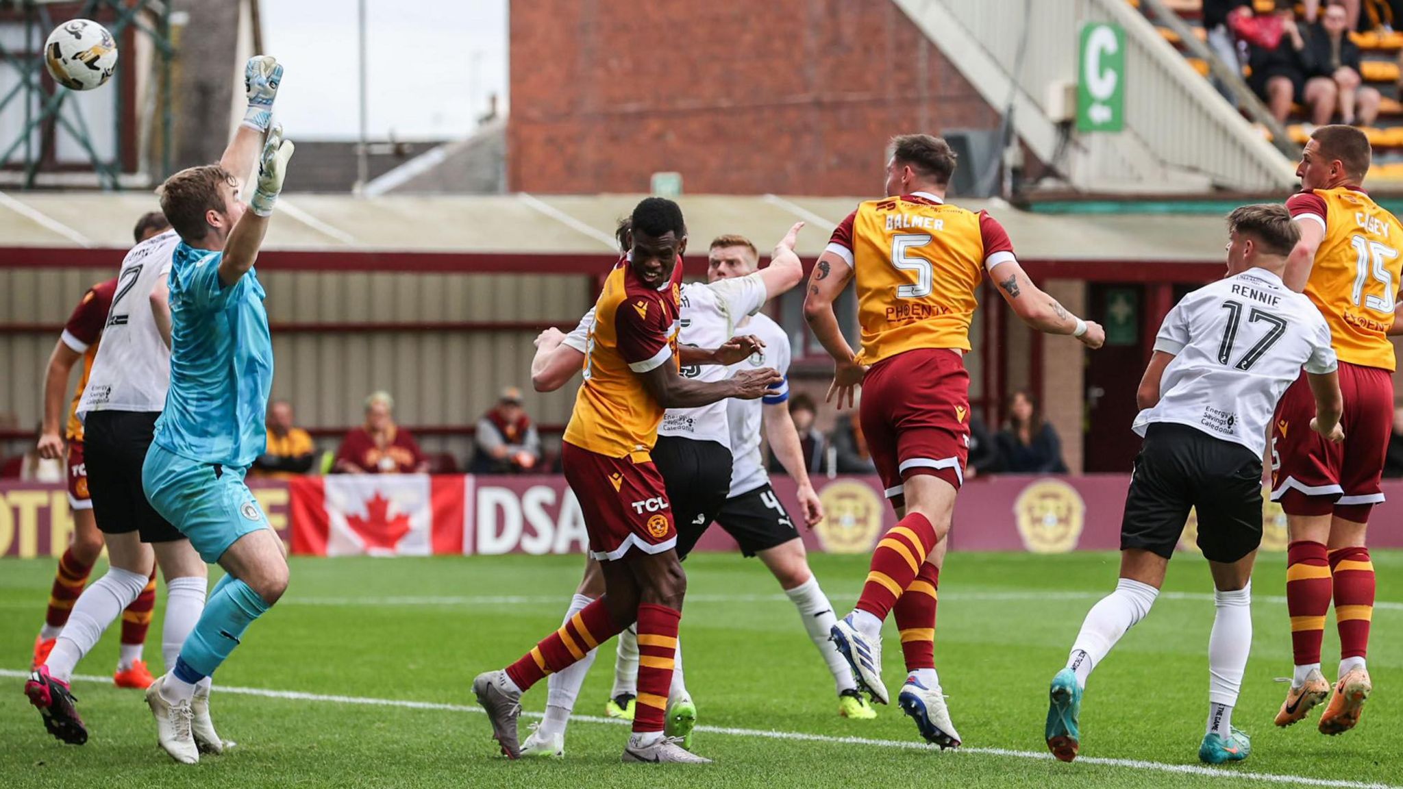 Motherwell's Kofi Balmer scores