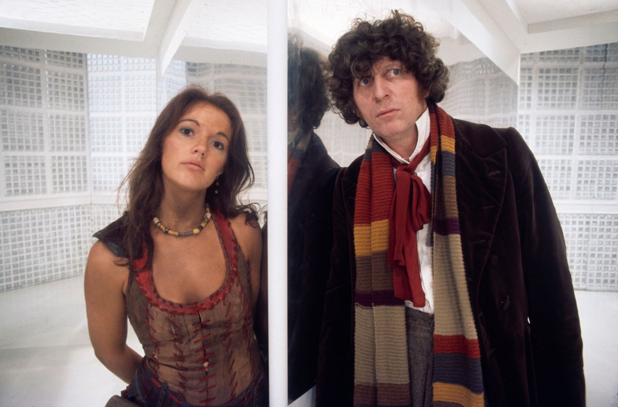 The first time they met. Louise Jameson (Leela) and Tom Baker (The Doctor) in The Face of Evil (1977)
