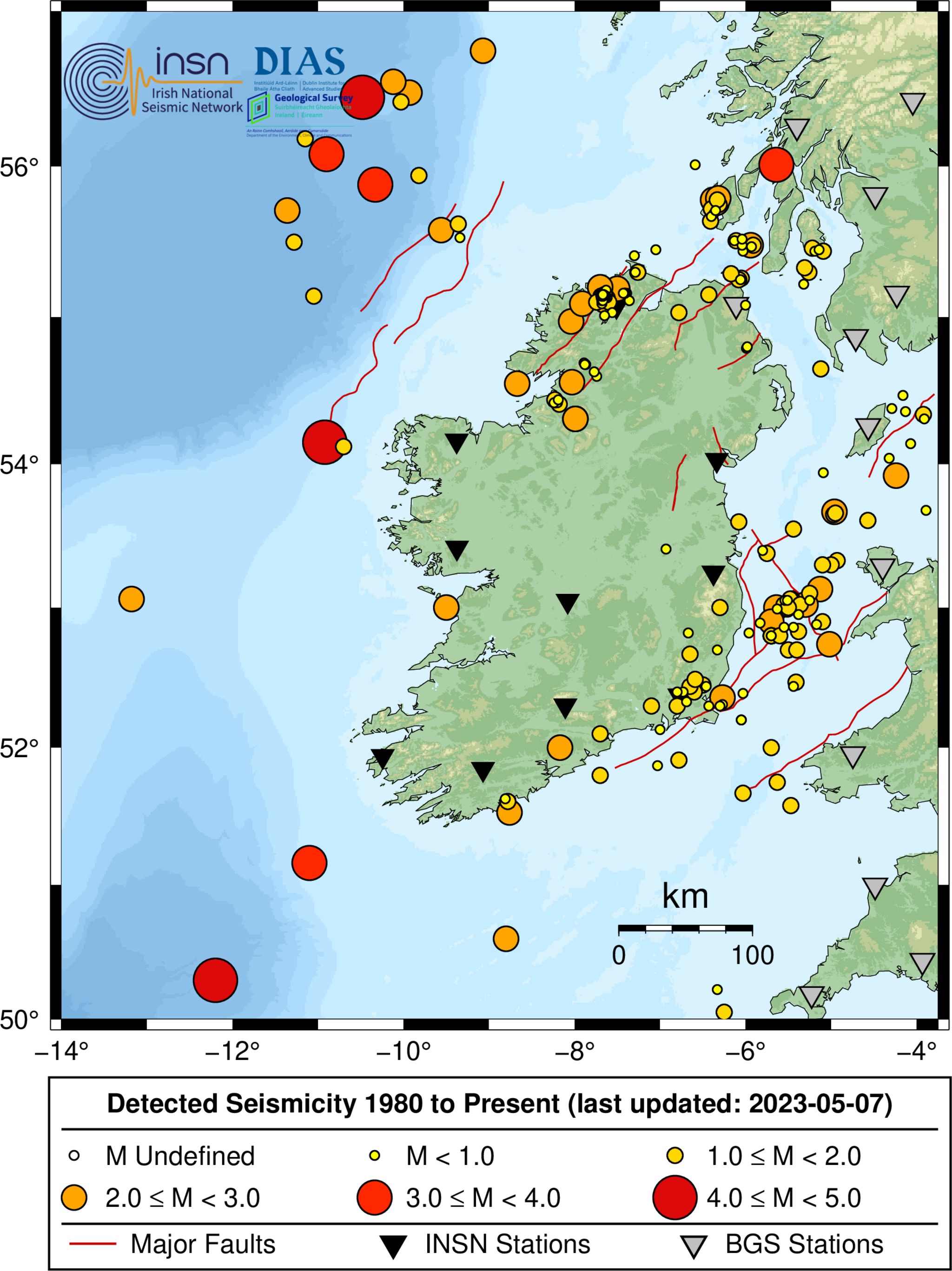Ireland earthquake map