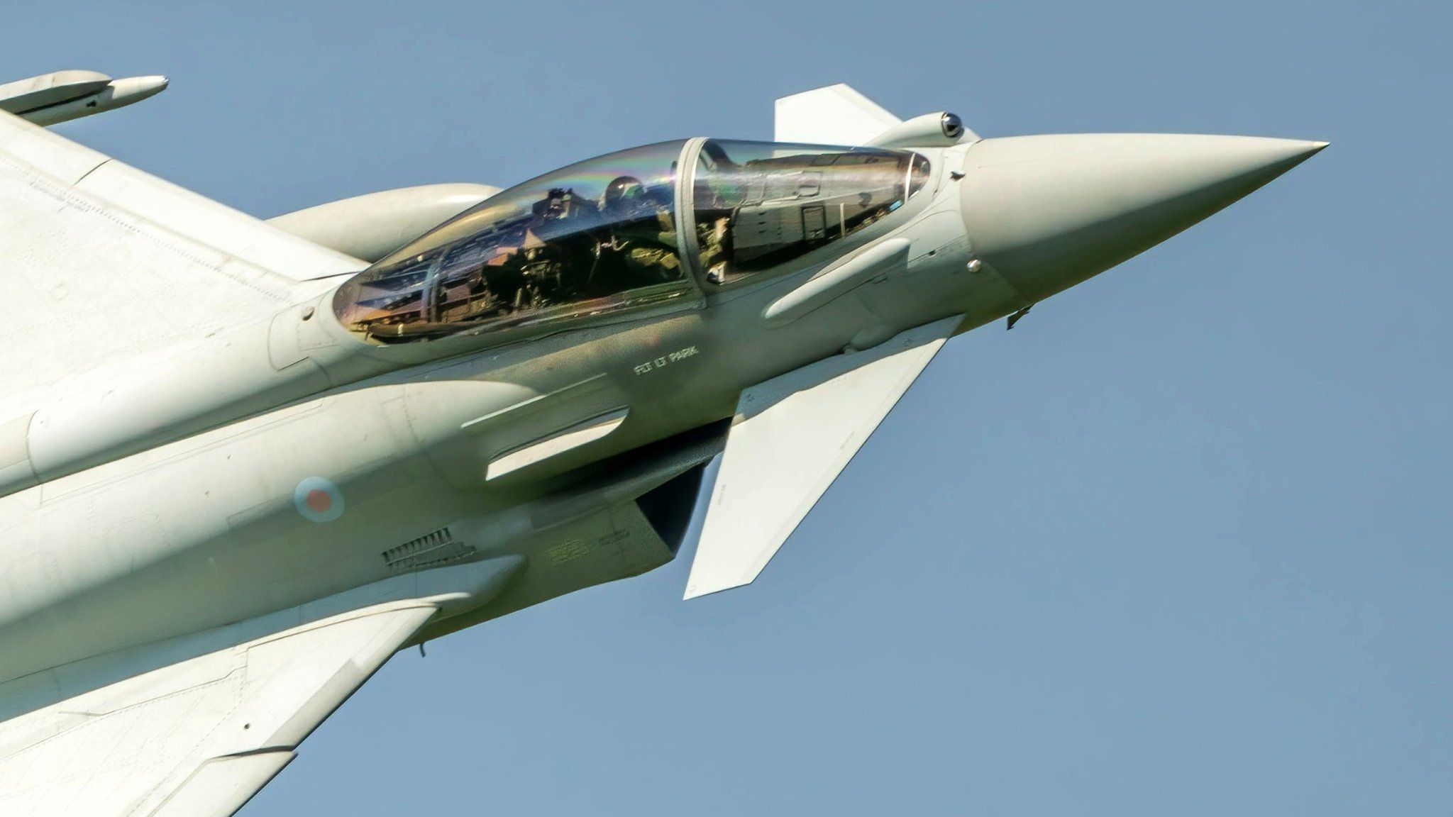 RAF Typhoon flying over Hathersage in Derbyshire