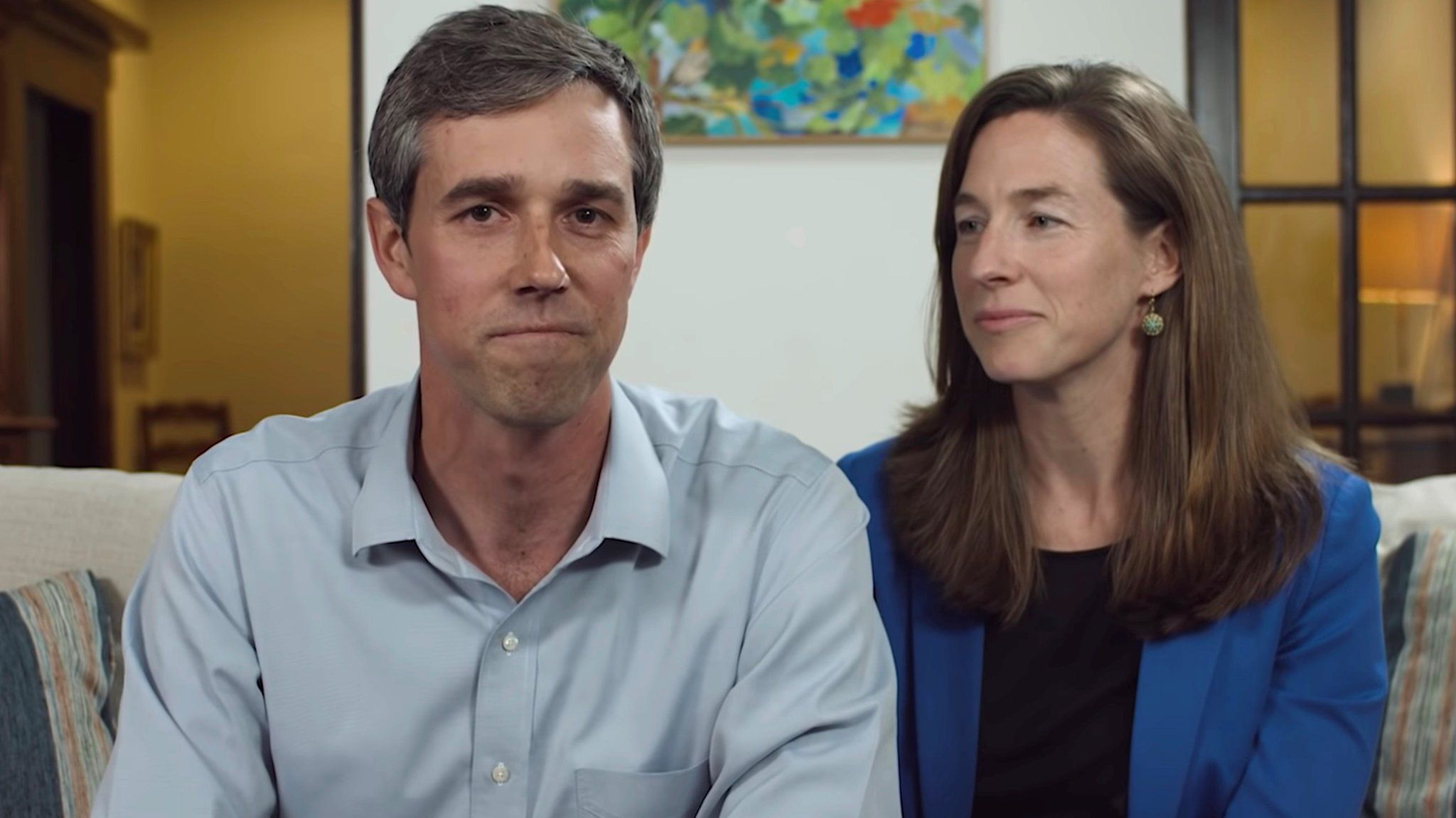 Beto O'Rourke and his wife Amy Hoover Sanders in the campaign launch video