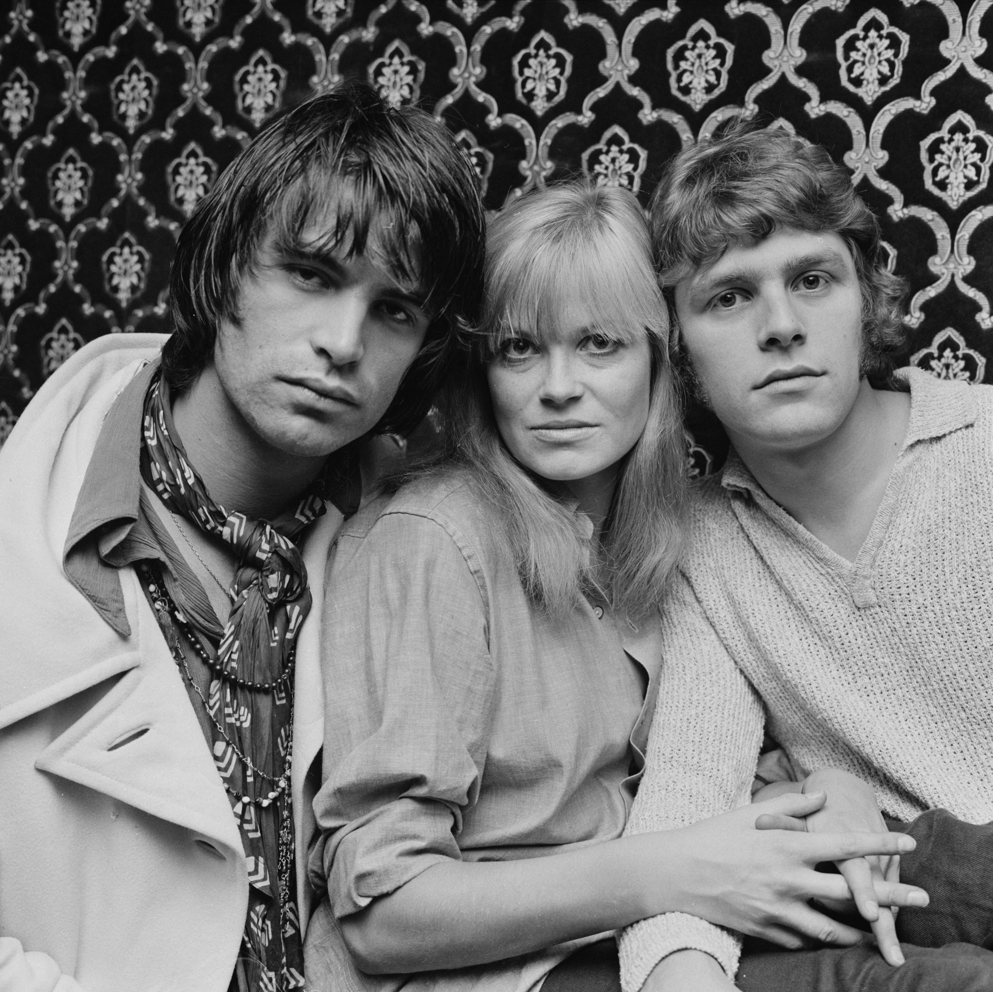 Oliver Tobias, English actress Annabel Leventon, and English actor and singer Paul Nicholas, three of the original London cast of Hair, UK, 16th September 1968