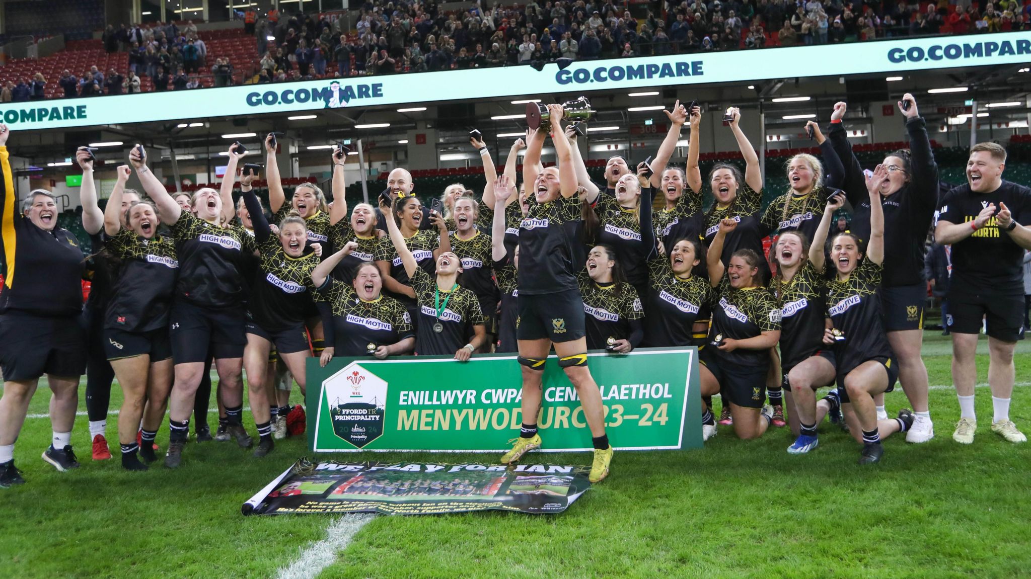 Llandaff North lift the cup after beating Seven Sisters 