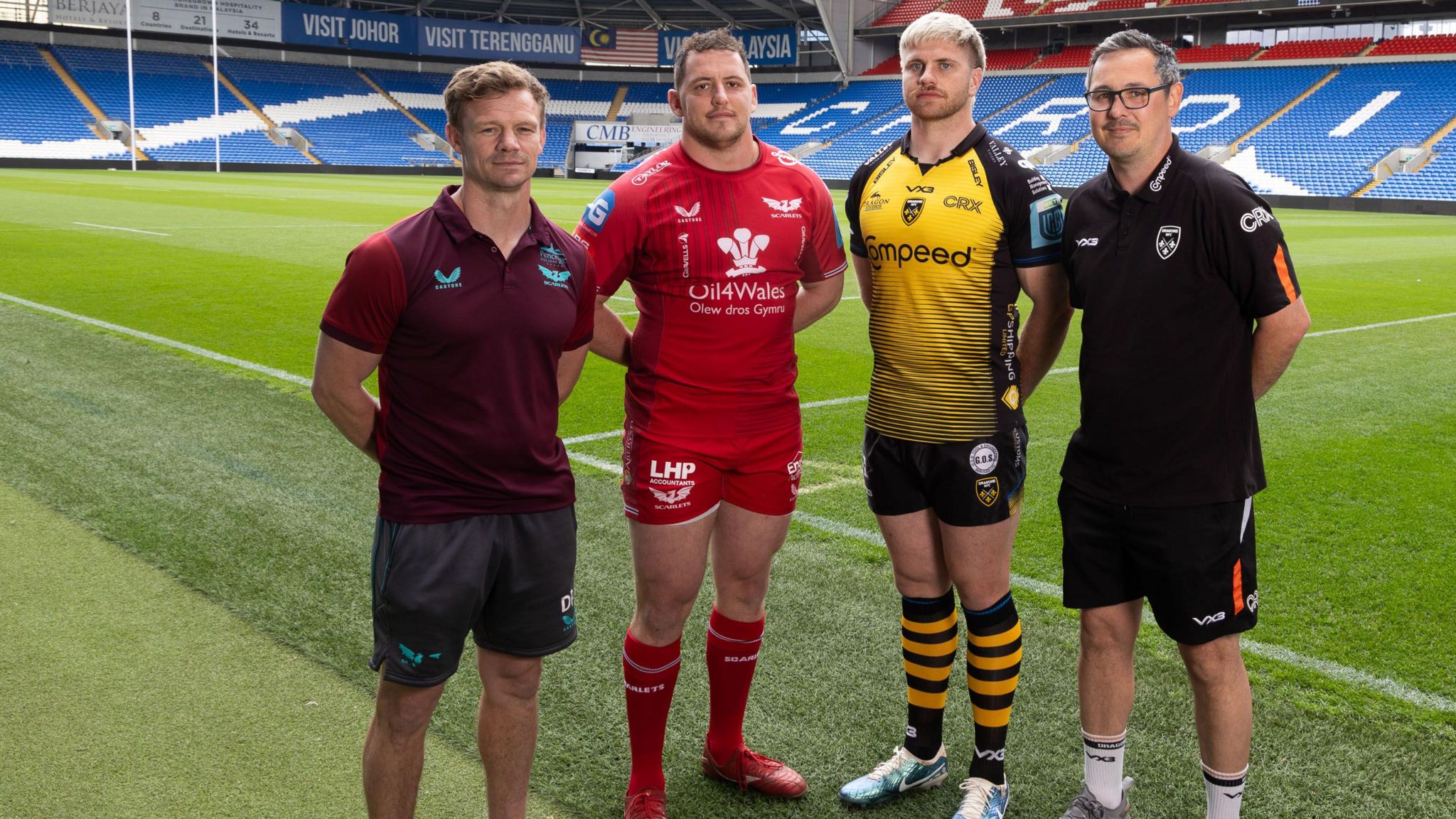 Scarlets and Dragons will open the programme at the Cardiff City Stadium