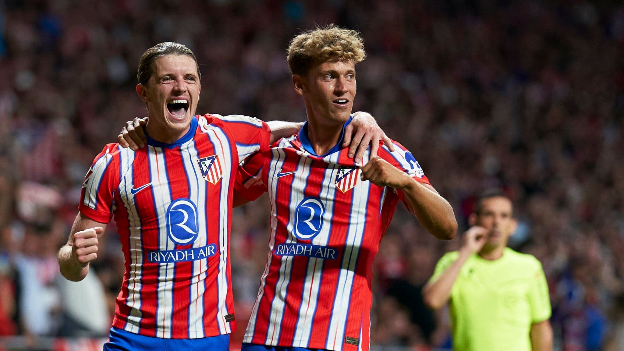 Conor Gallagher celebrates scoring for Atletico Madrid 