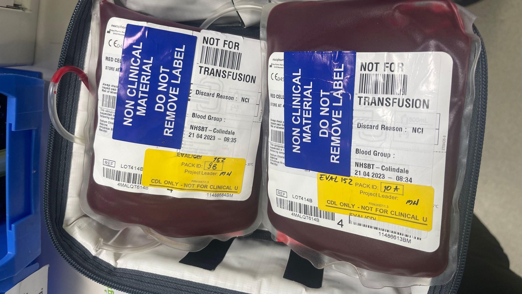 Blood packed ready to be flown