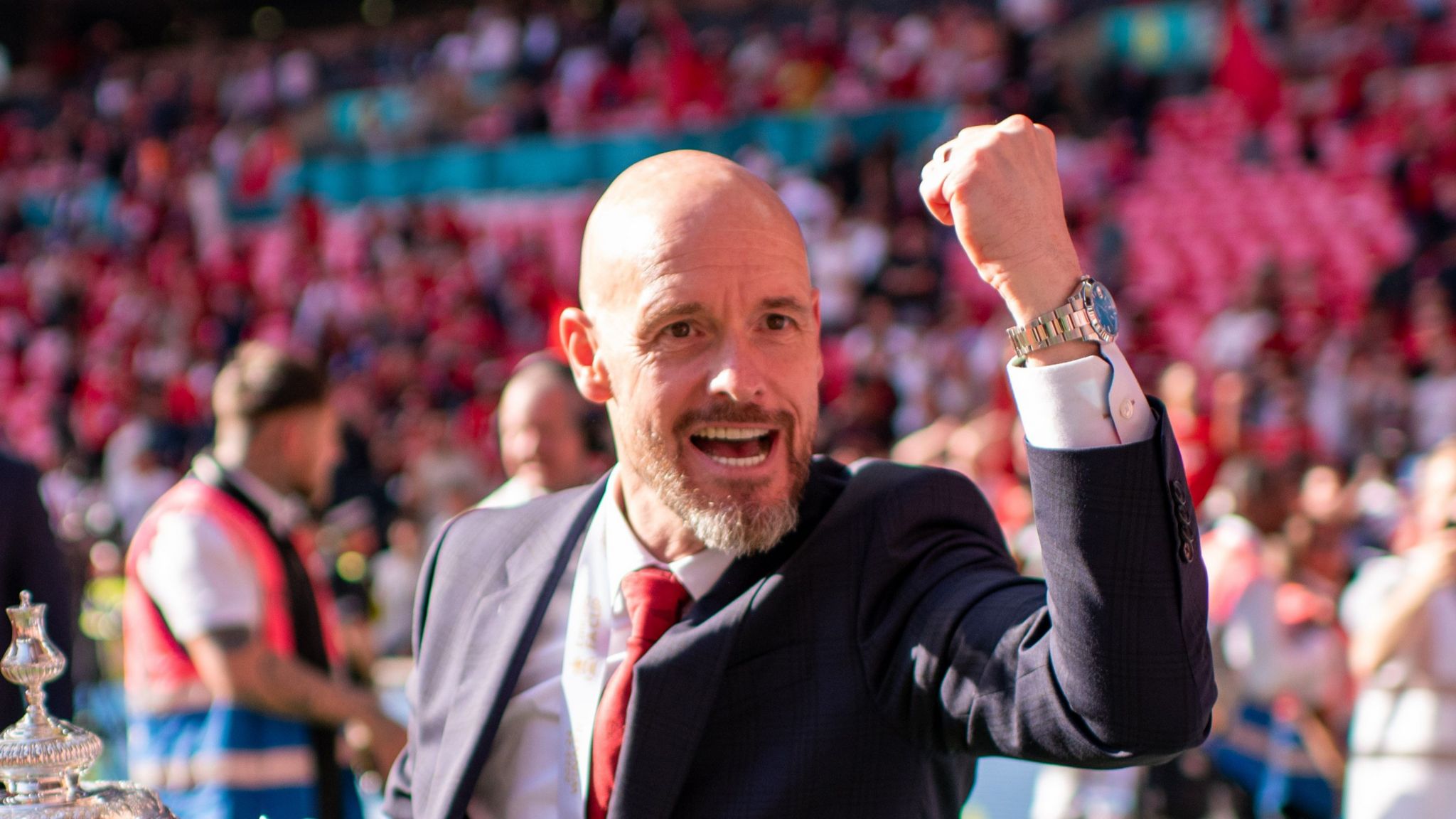 Manchester United manager Erik ten Hag celebrates