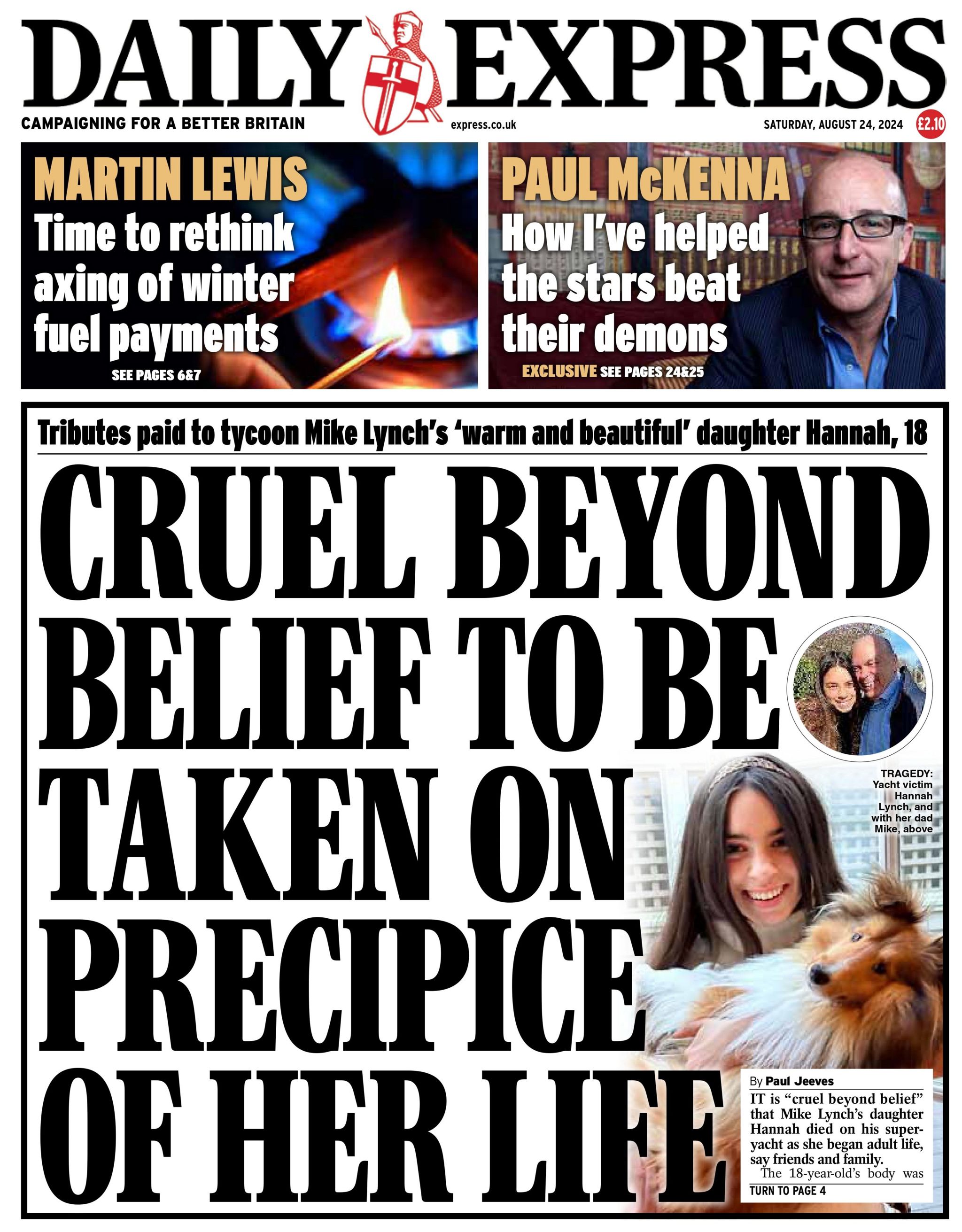 Daily Express: Cruel beyond belief to be taken precipice of her life