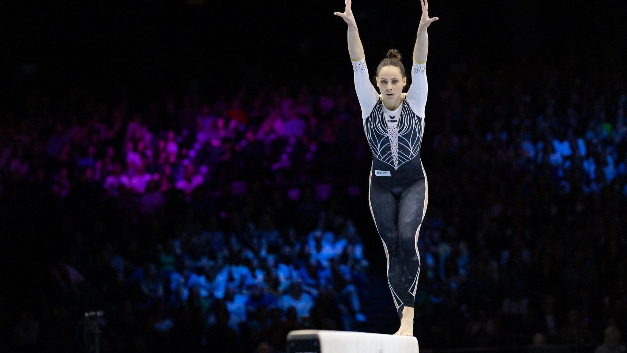 German gymnast Sarah Voss in full-body suit