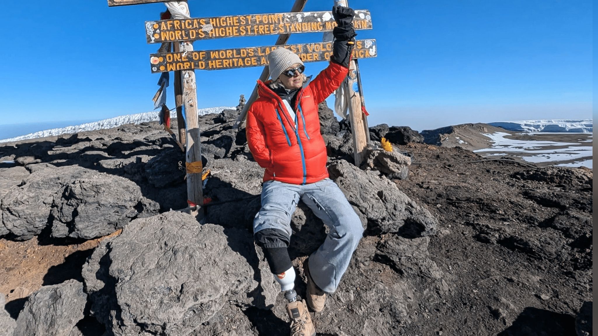 Sarah de Lagarde at the Mount Kilimanjaro summit