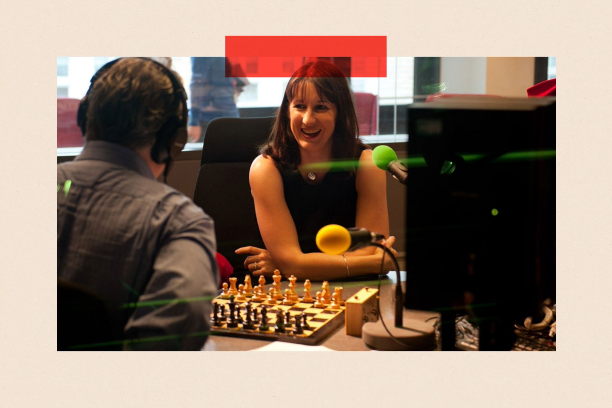 Rachel Reeves plays chess while interviewed by Dominic Lawson for BBC Radio 4's Across the Board