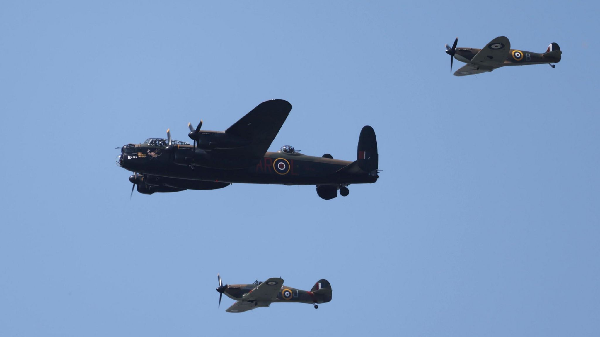 Battle of Britain Memorial Flight planes in the air