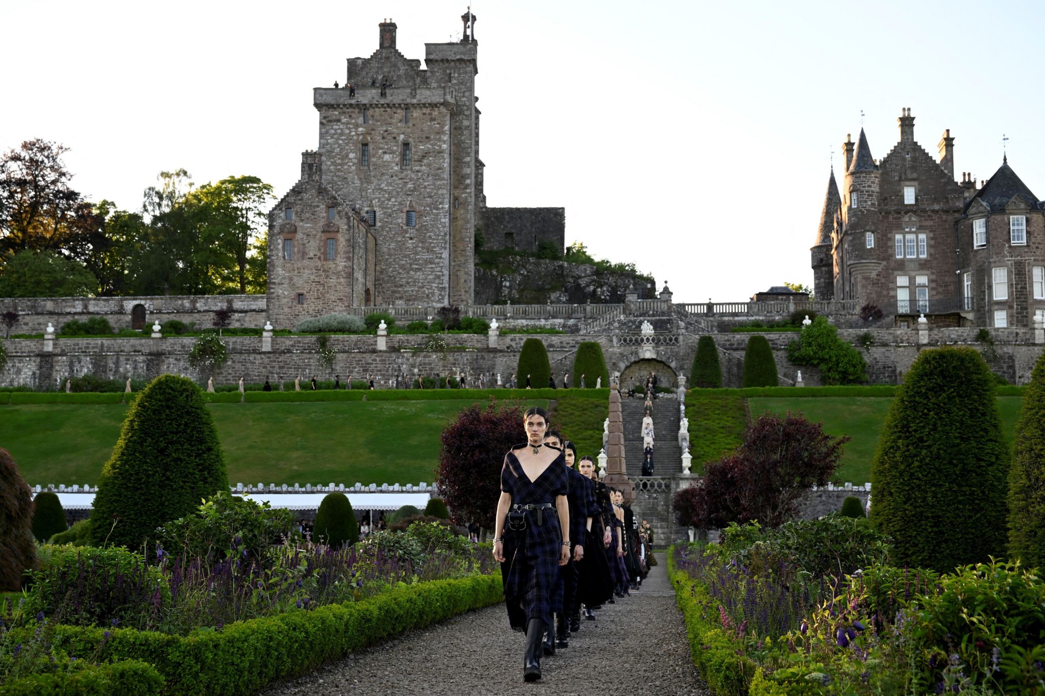 Models at the Dior cruise show at Drummond castle