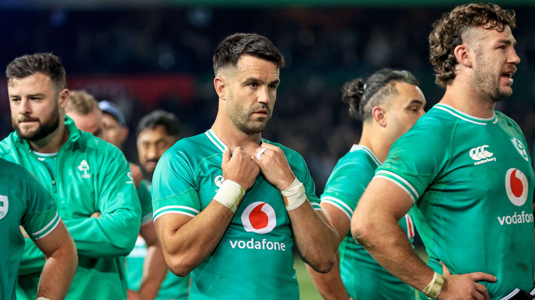 Ireland players look dejected aft losing to South Africa