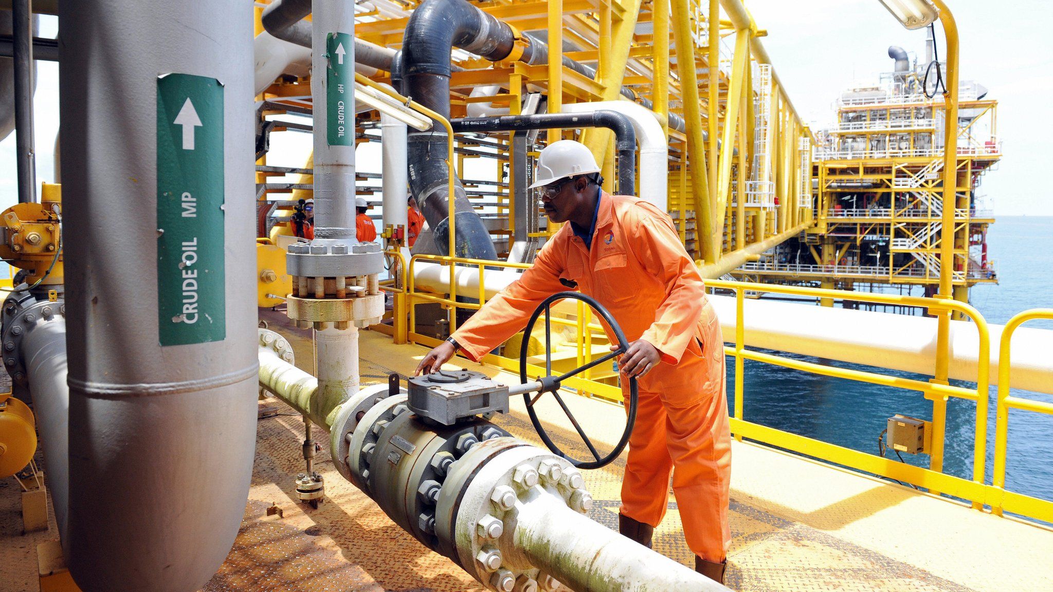 Worker on an oil platform in Niger Delta