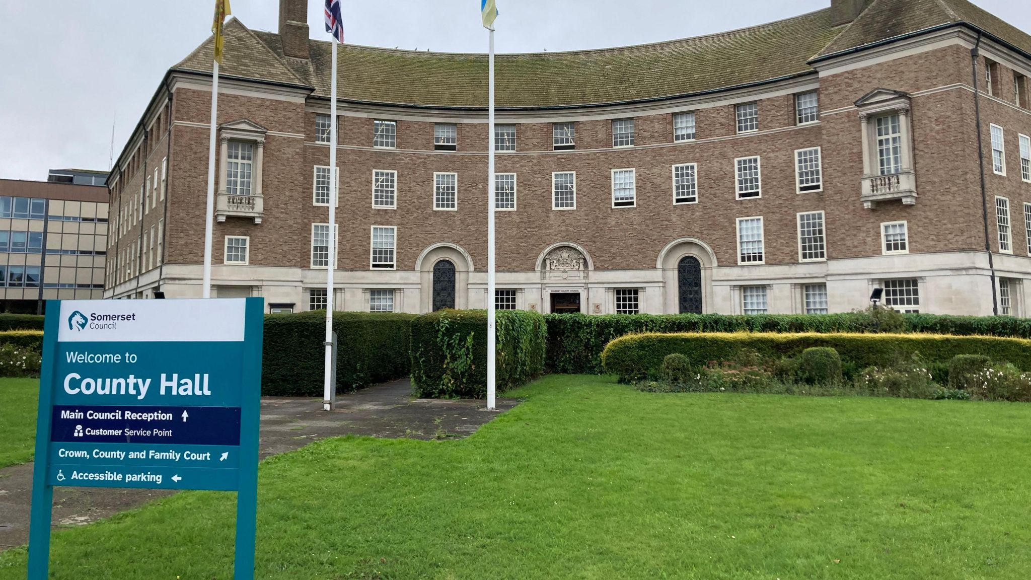 Somerset Council's headquarters at County Hall on The Crescent, in Taunton