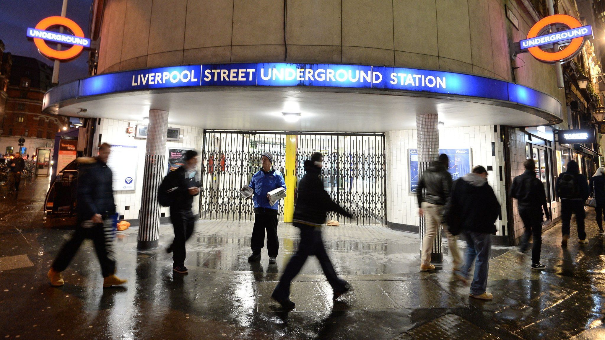 Closed gates at London's Liverpool Street Underground Station