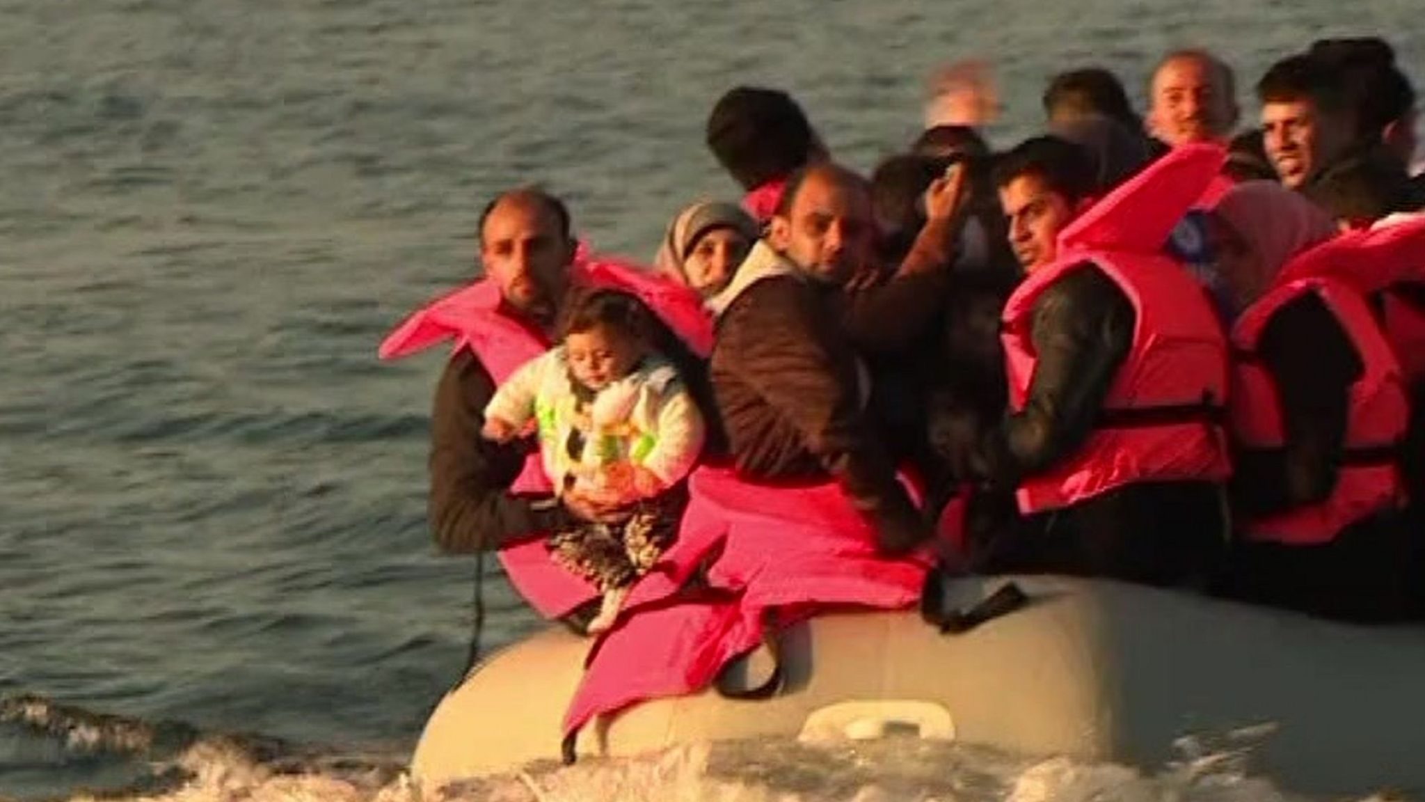 Refugees arriving in Lesbos