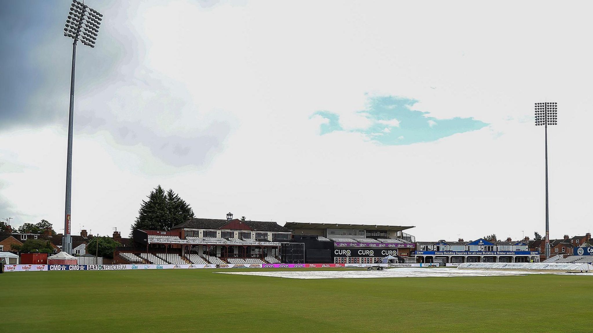 Northamptonshire's County Ground with the covers on