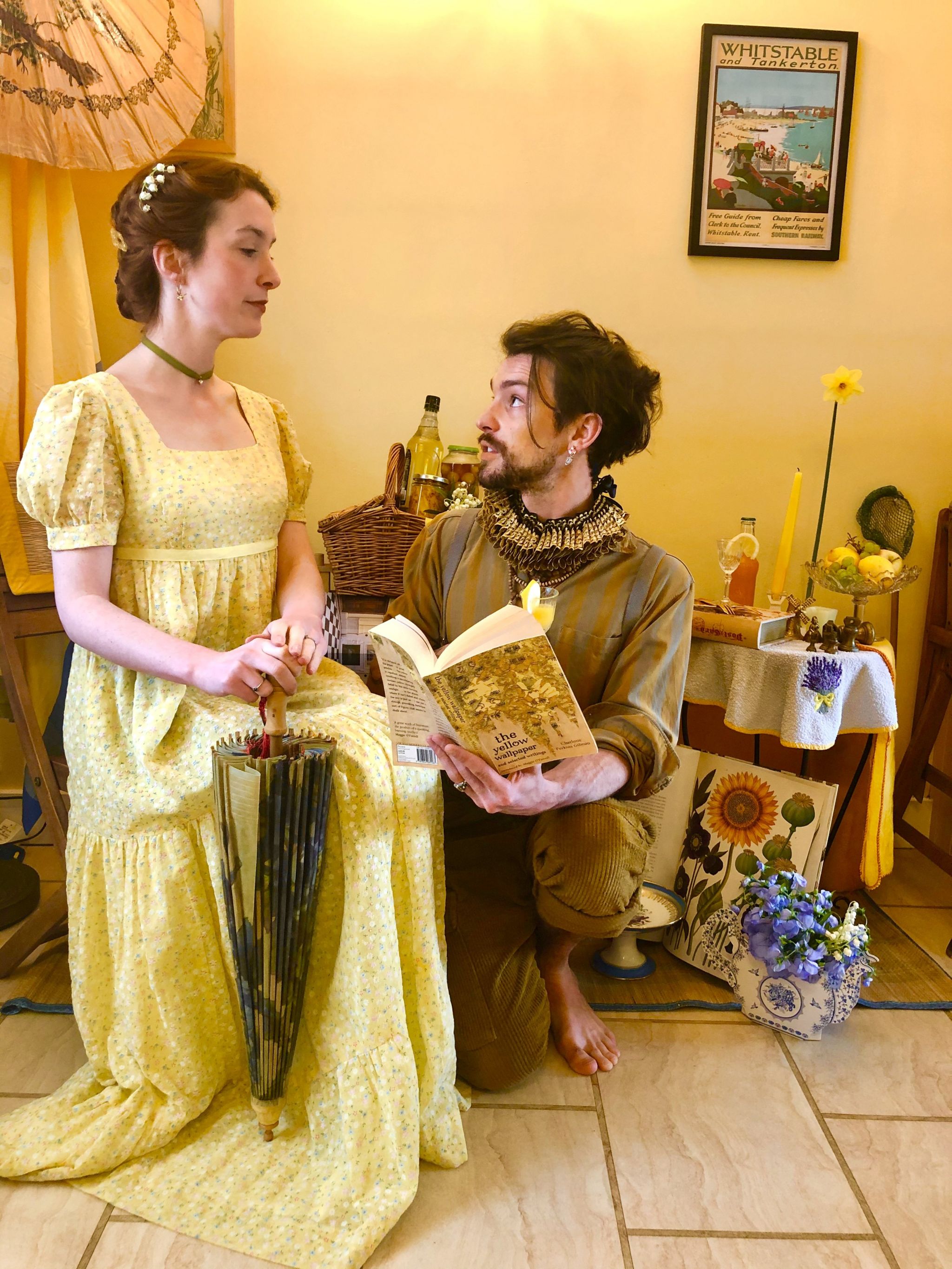 Helen Yang and Thomas Etheridge in yellow outfits