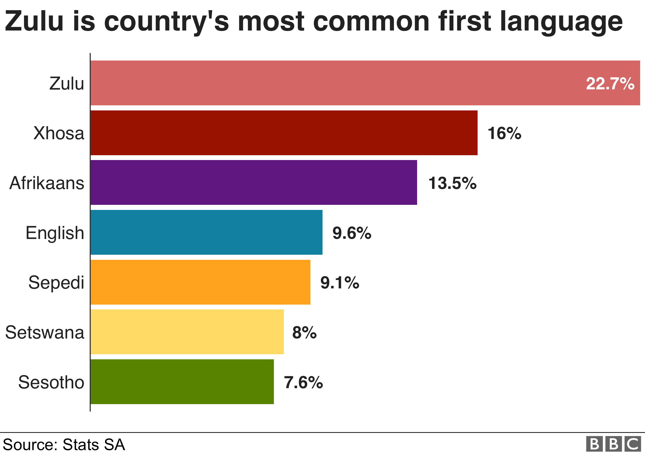 Zulu is South Africa's most common first language