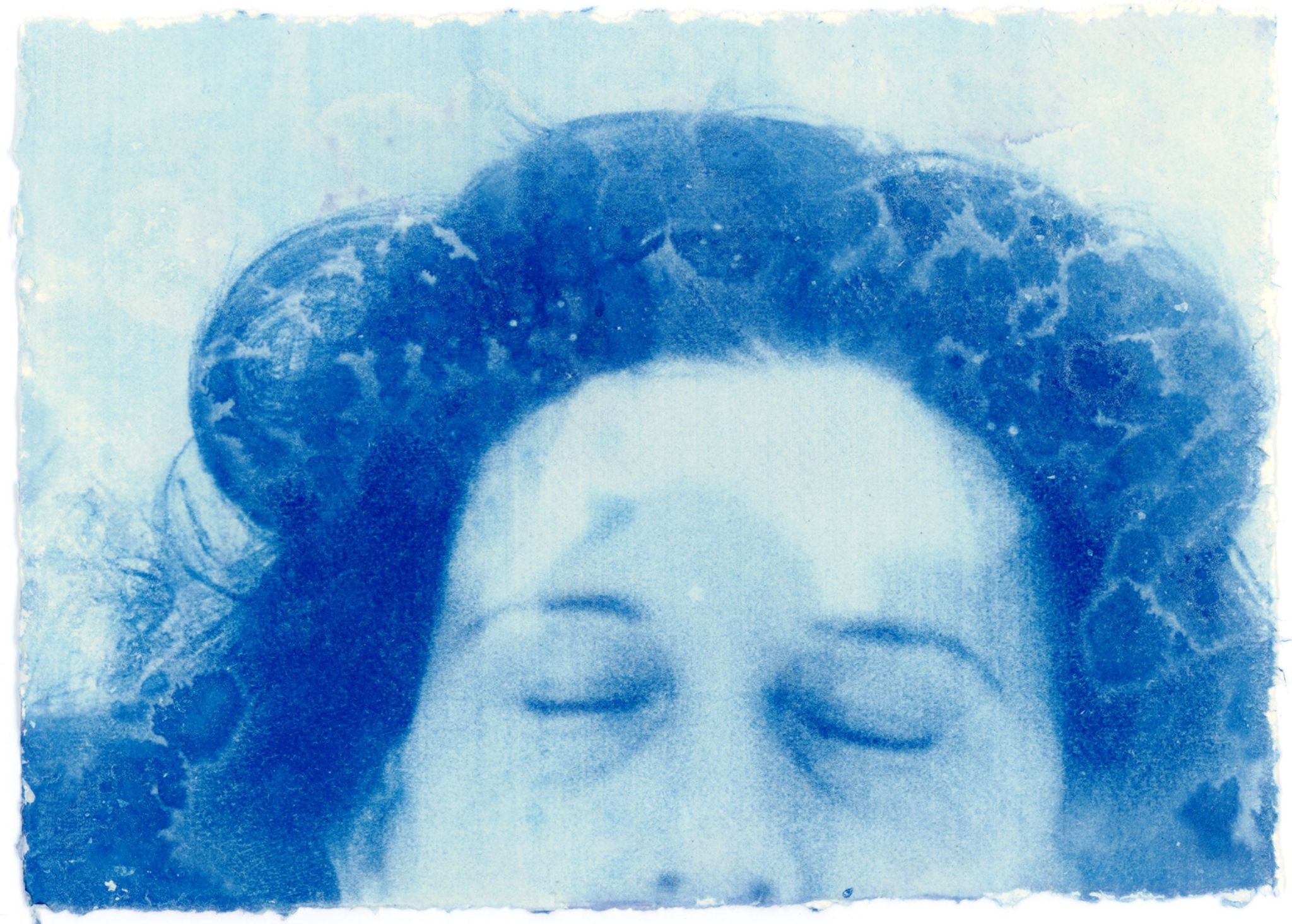 Cyanotype of a woman's face