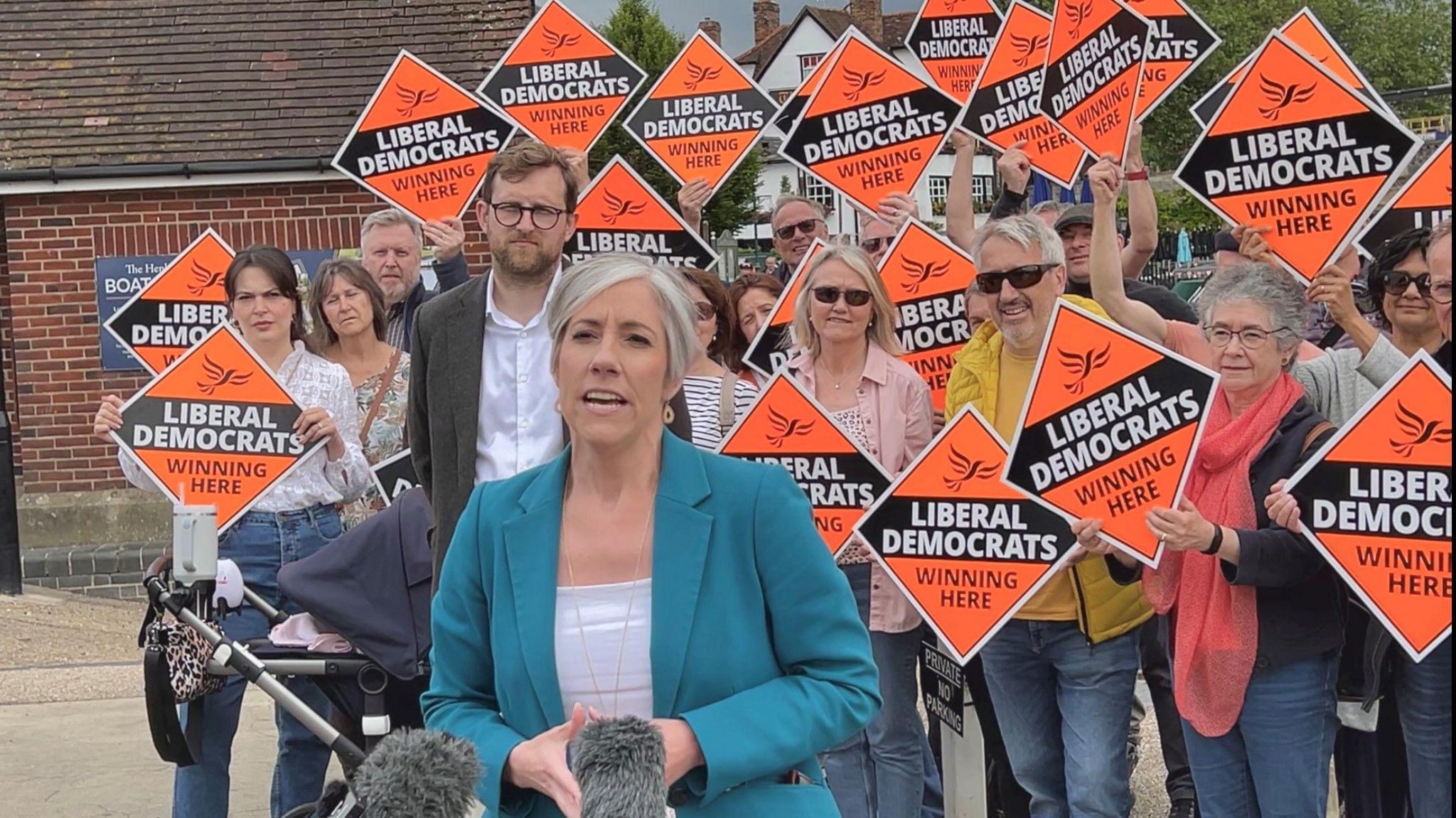 Liberal Democrat Deputy Leader Daisy Cooper with campaigners