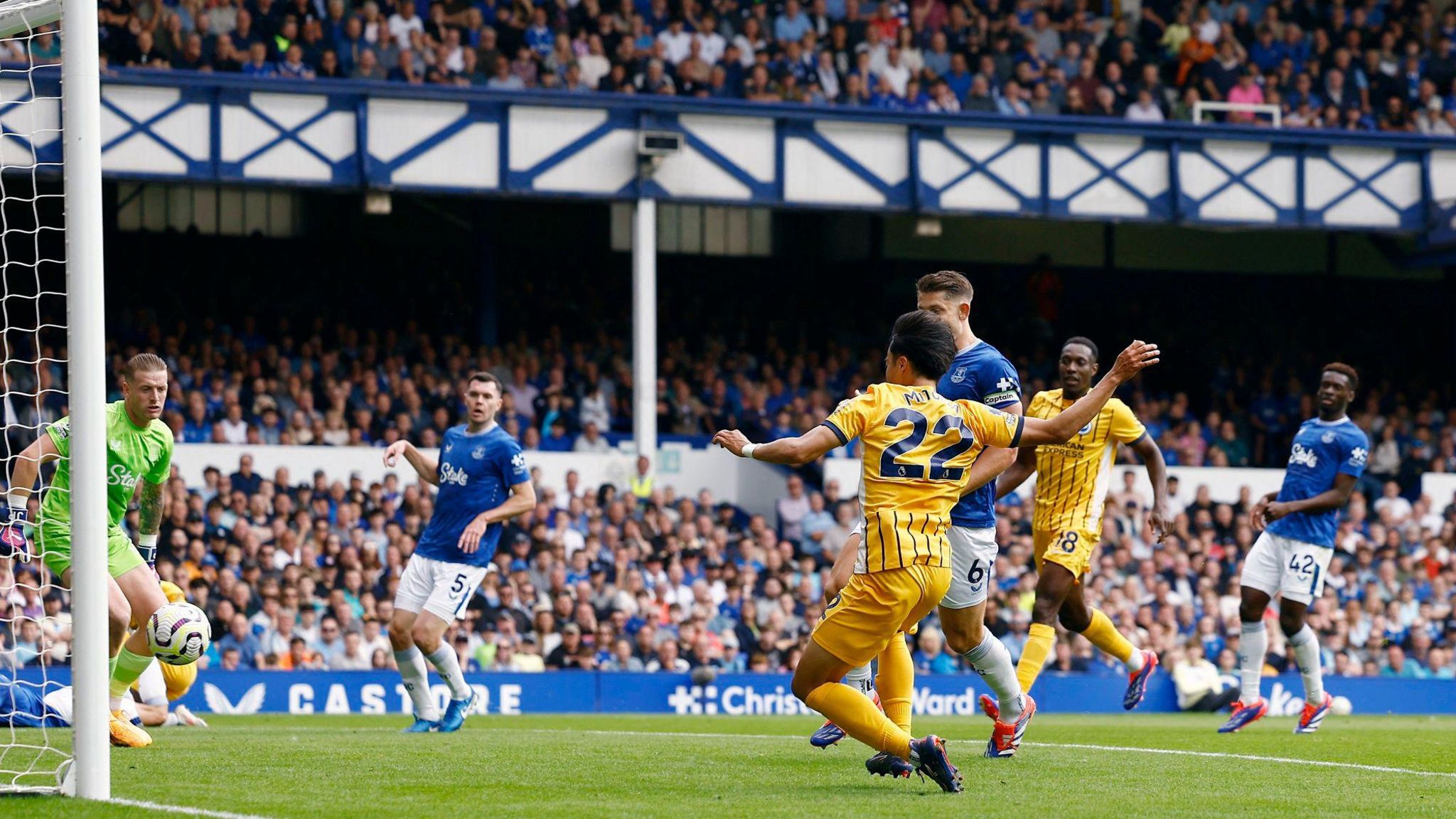 Brighton winger Kaoru Mitoma scores against Everton