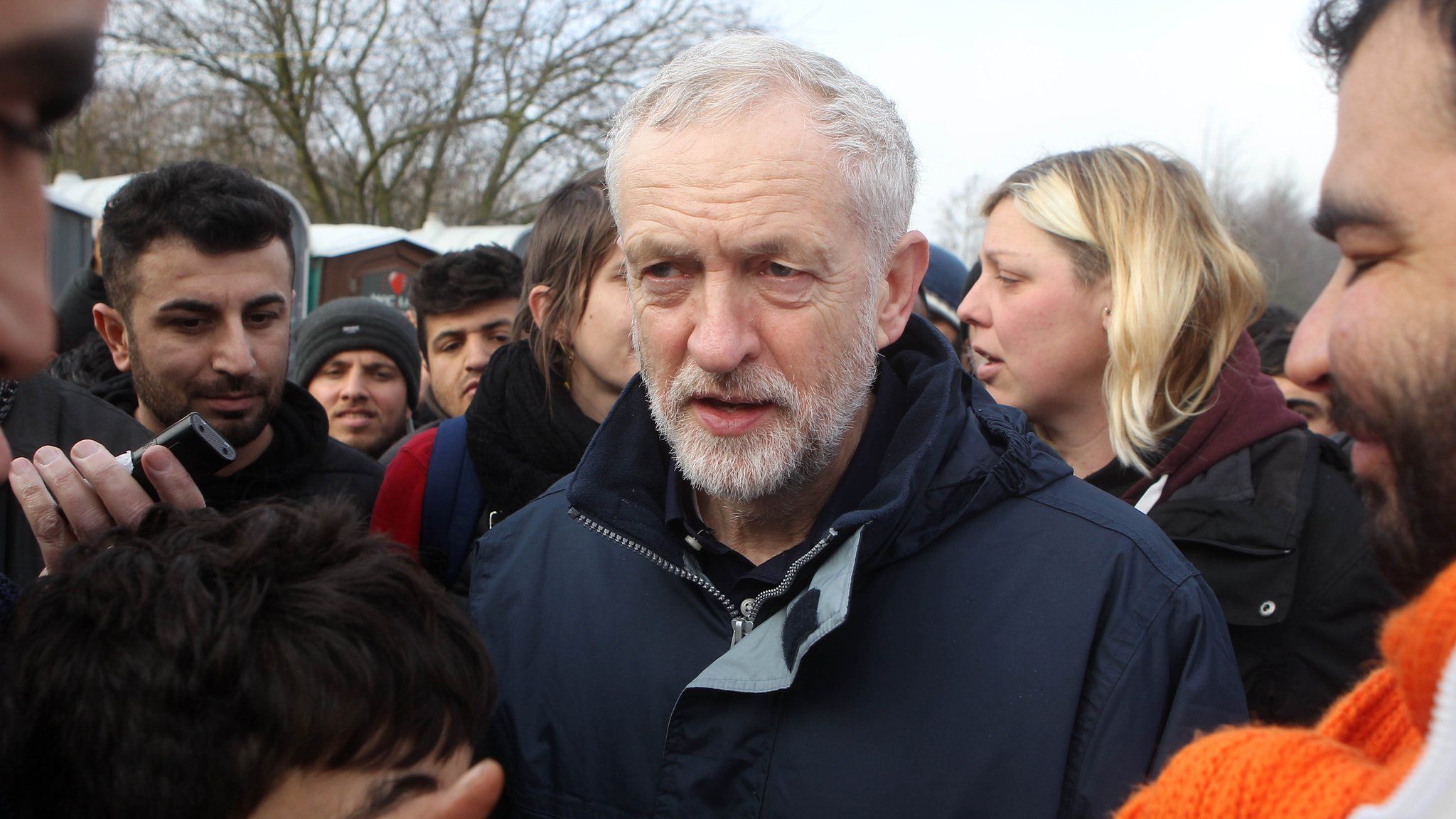 Jeremy Corbyn visits the Grand Synthe camp in northern France