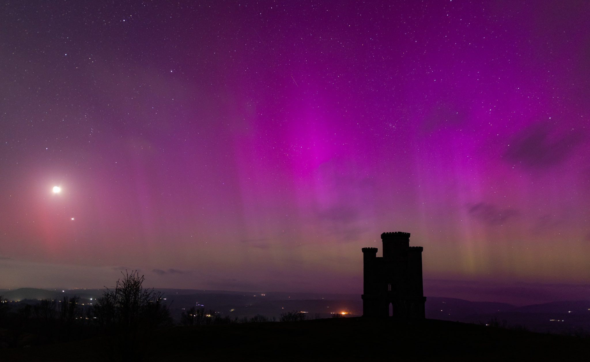 Northern Lights at Paxtons Tower, Carmarthenshire