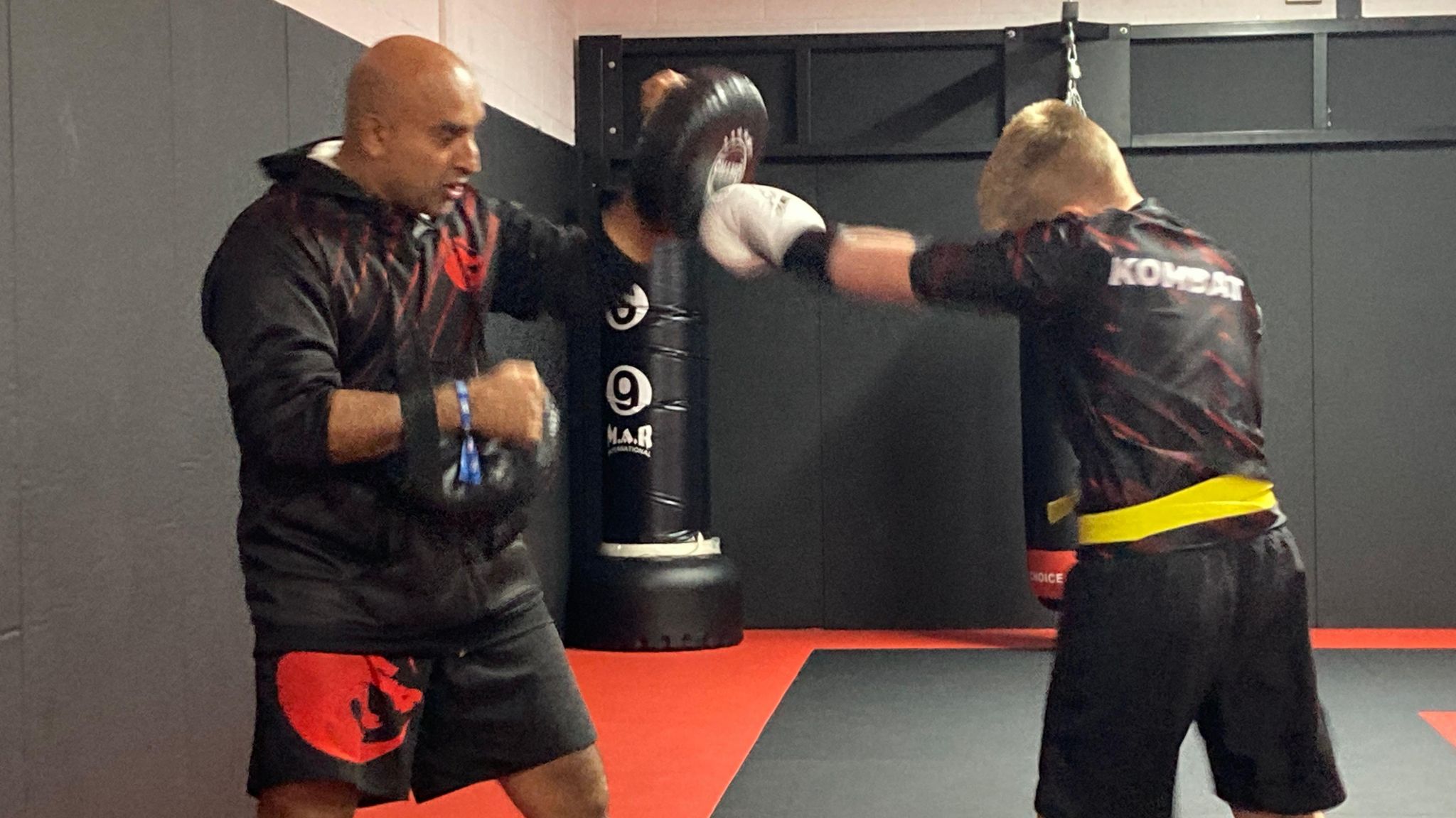 A child training at the gym