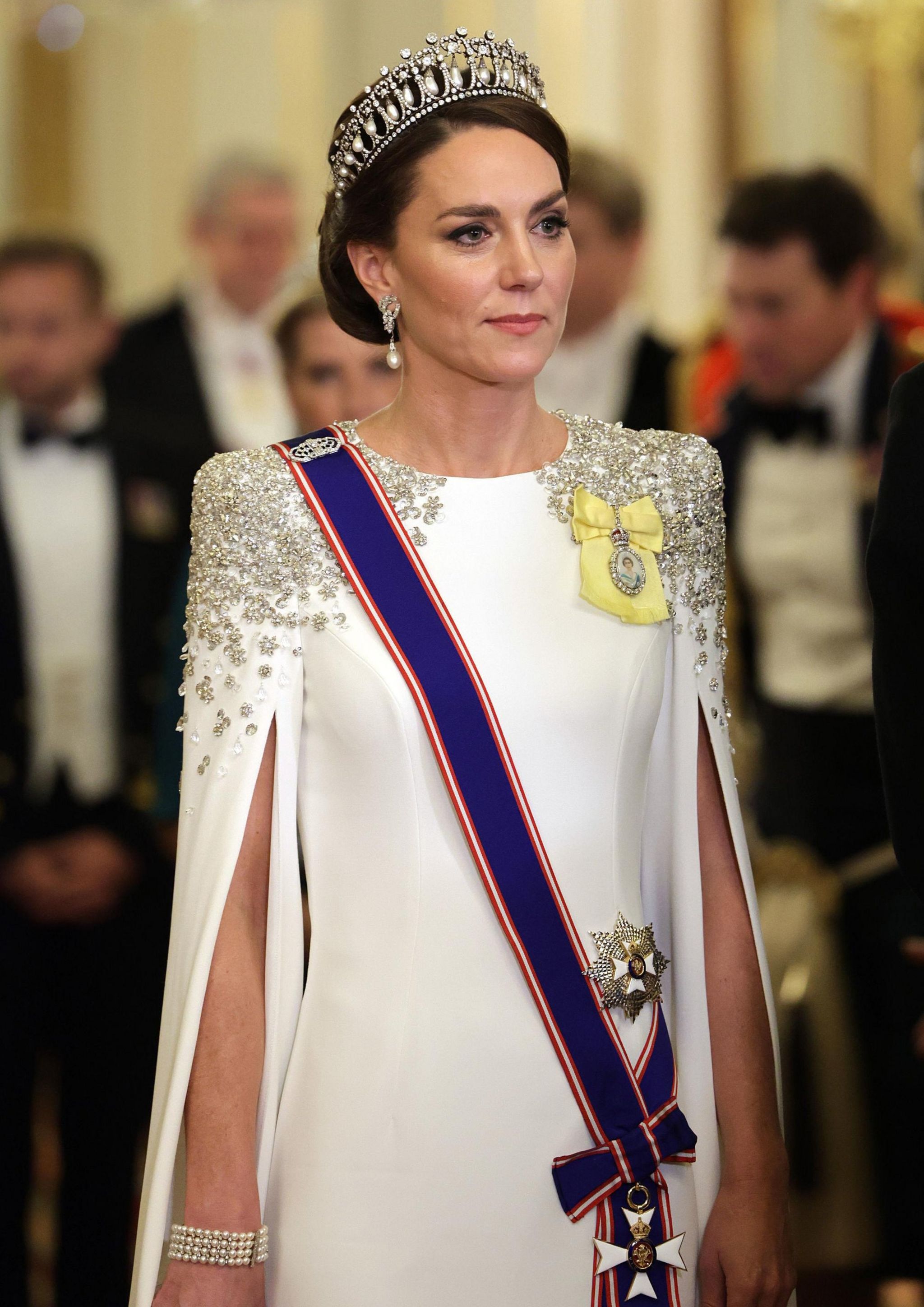 The Princess of Wales during the State Banquet at Buckingham Palace in London