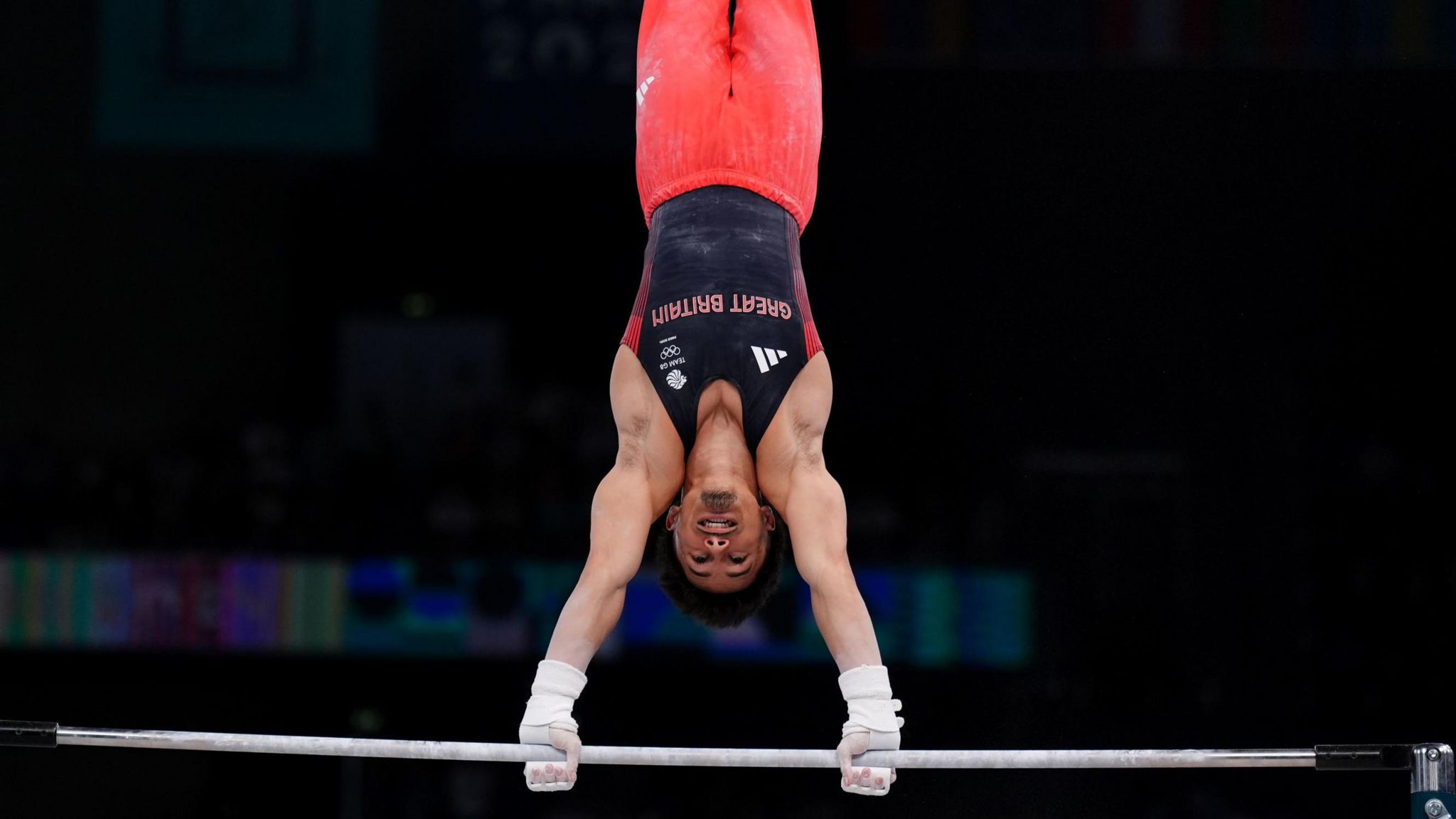 Great Britain's Jake Jarman performs on the Horizontal Bar during the Men's All-Around Final at the Bercy Arena on the fifth day of the 2024 Paris Olympic Games in France