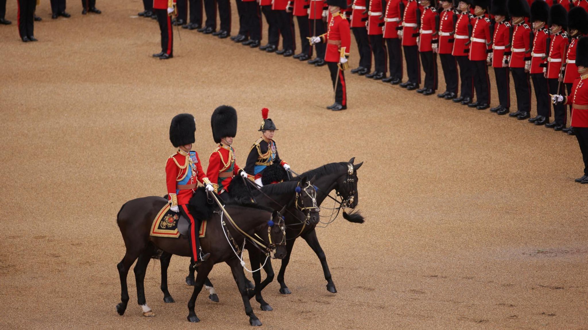 William, Edward and Anne sit on horseback wearing full military uniform